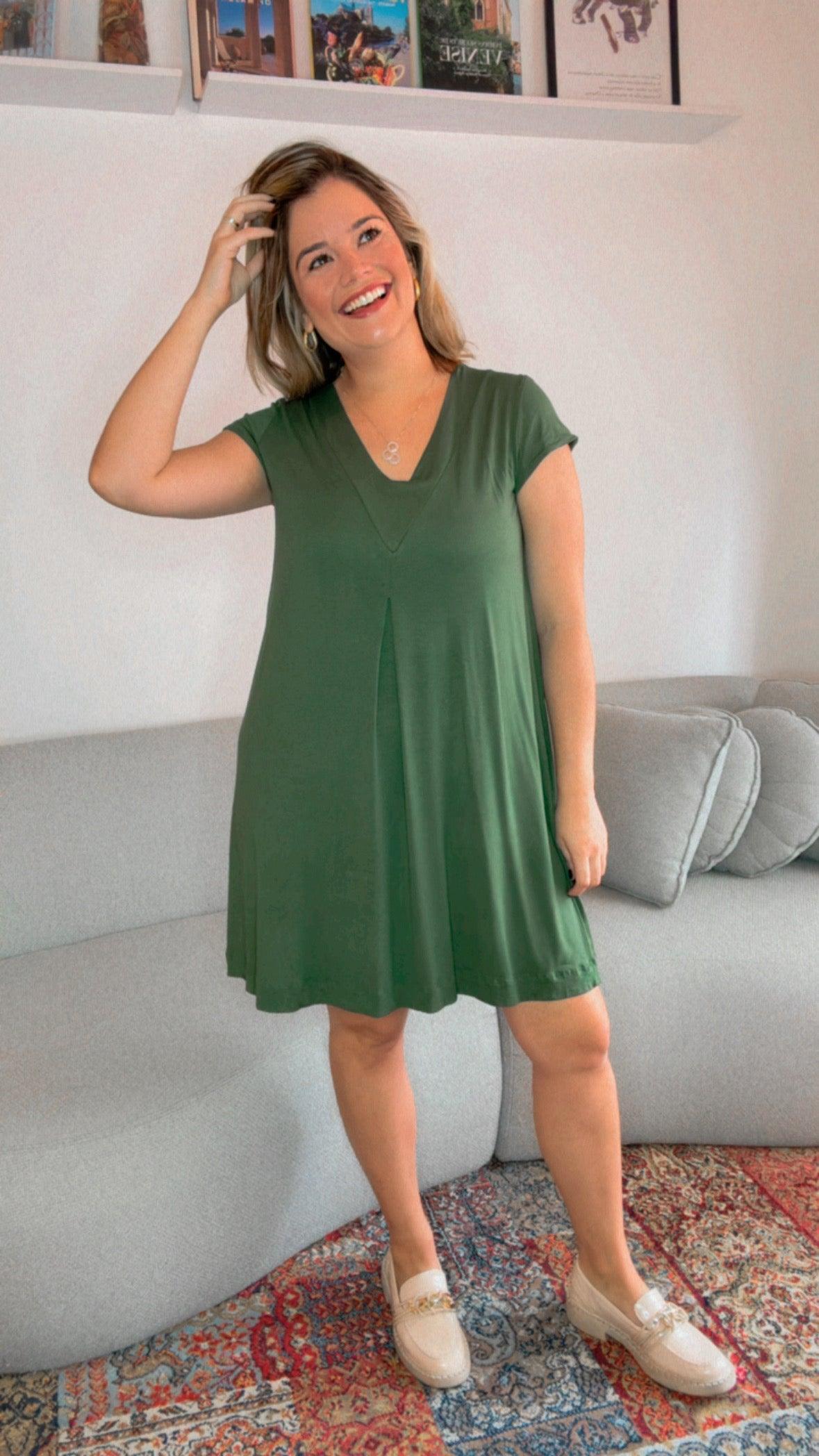 Vestido Laura - Evasê Decote V em Viscolycra - Bazar Online
