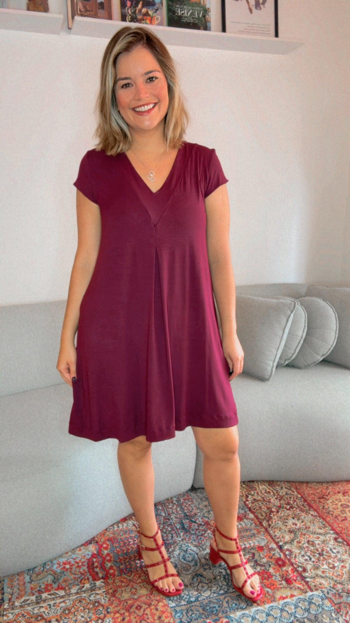 Vestido Laura - Evasê Decote V em Viscolycra - Bazar Online