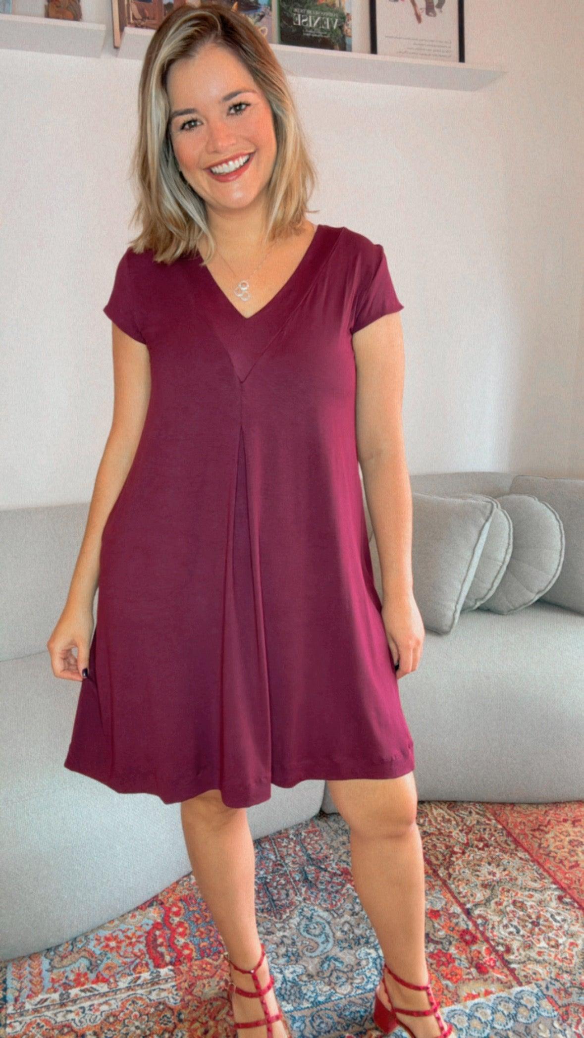 Vestido Laura - Evasê Decote V em Viscolycra - Bazar Online
