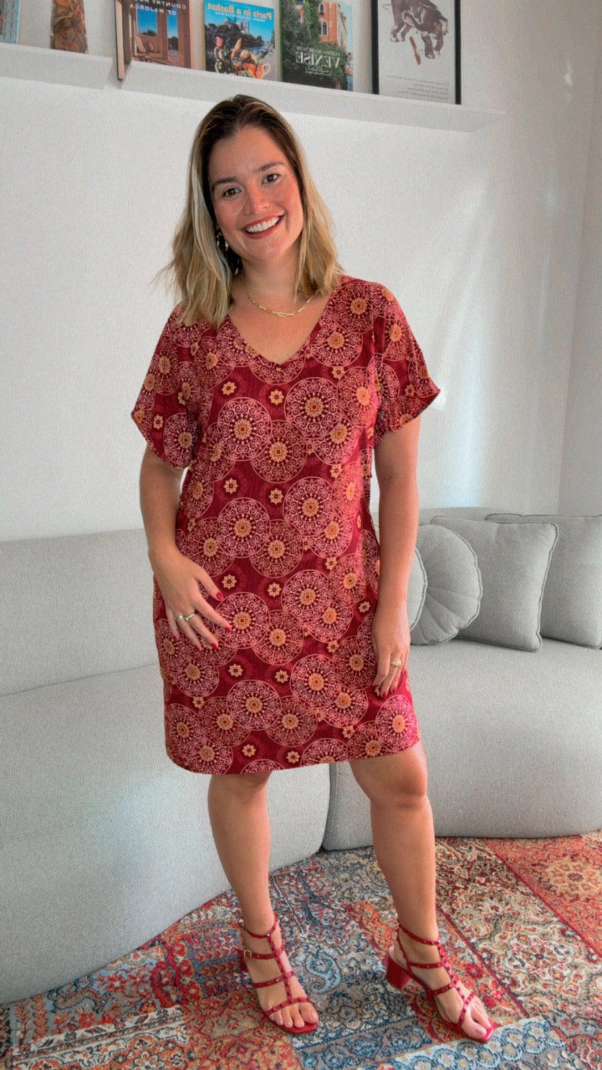 Vestido Helena - Malha Confort Manga Morcego - Bazar Online