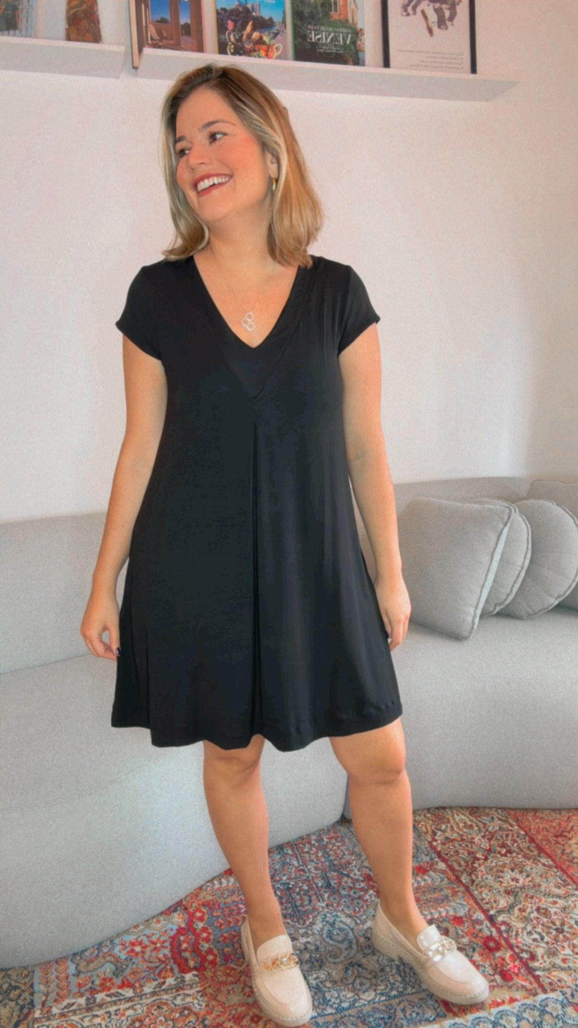 Vestido Laura - Evasê Decote V em Viscolycra - Bazar Online