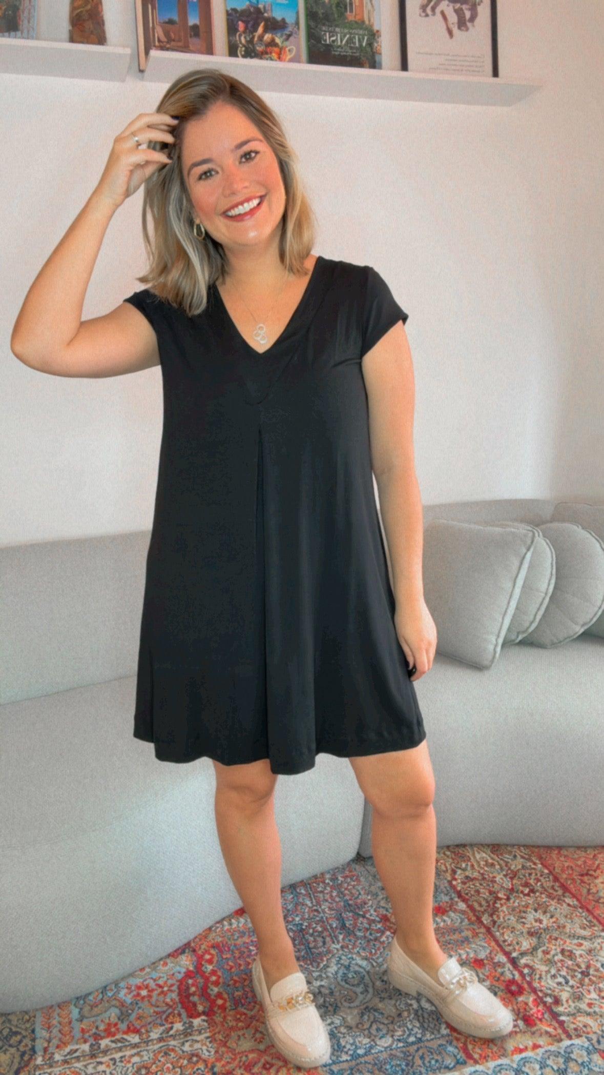 Vestido Laura - Evasê Decote V em Viscolycra - Bazar Online