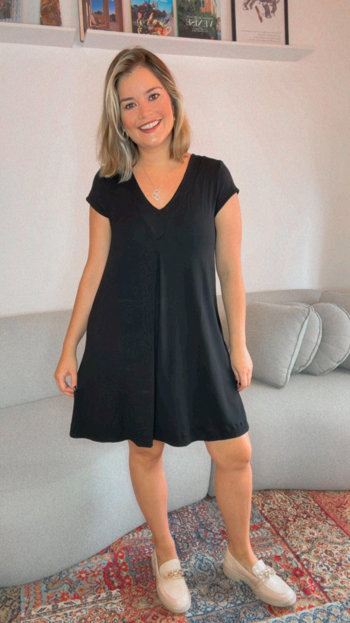 Vestido Laura - Evasê Decote V em Viscolycra - Bazar Online