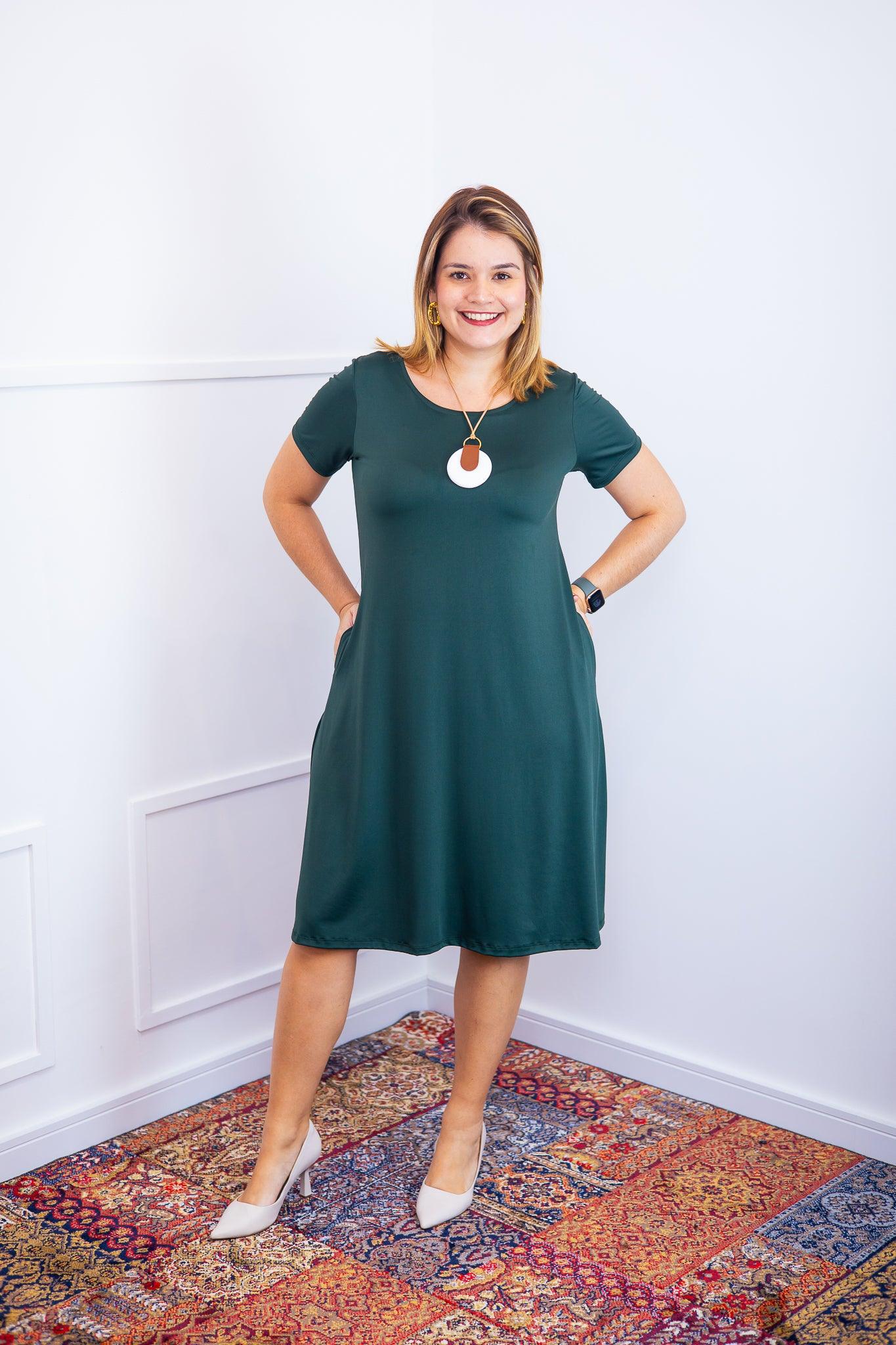 Vestido Sara - Malha Confort Midi com Manga - Bazar Online