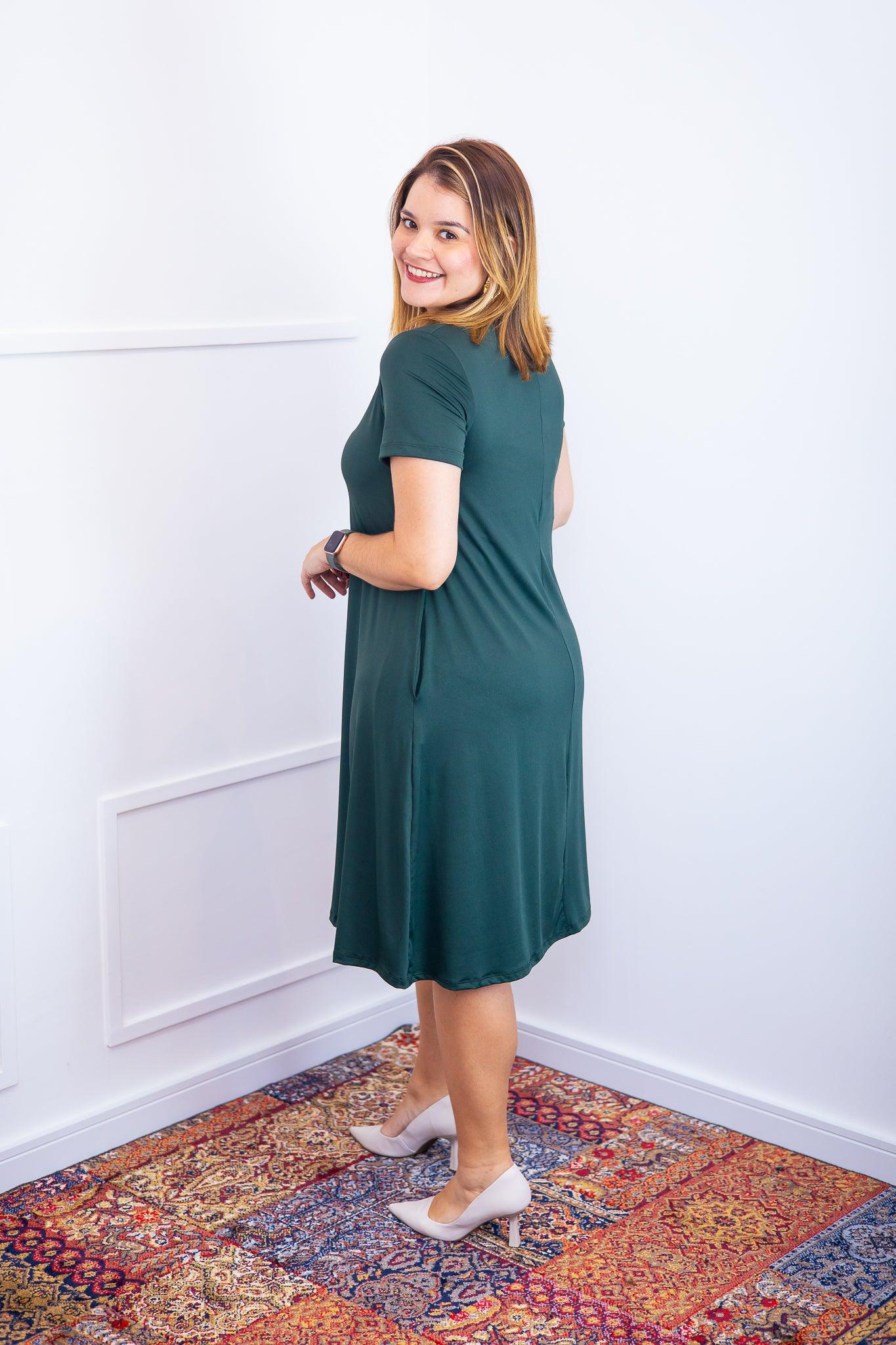 Vestido Sara - Malha Confort Midi com Manga - Bazar Online