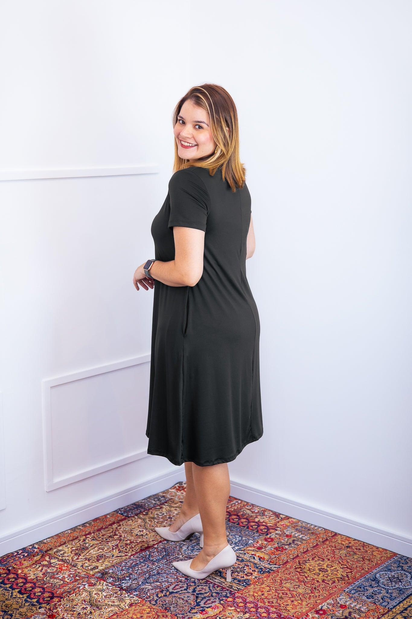 Vestido Sara - Malha Confort Midi com Manga - Bazar Online