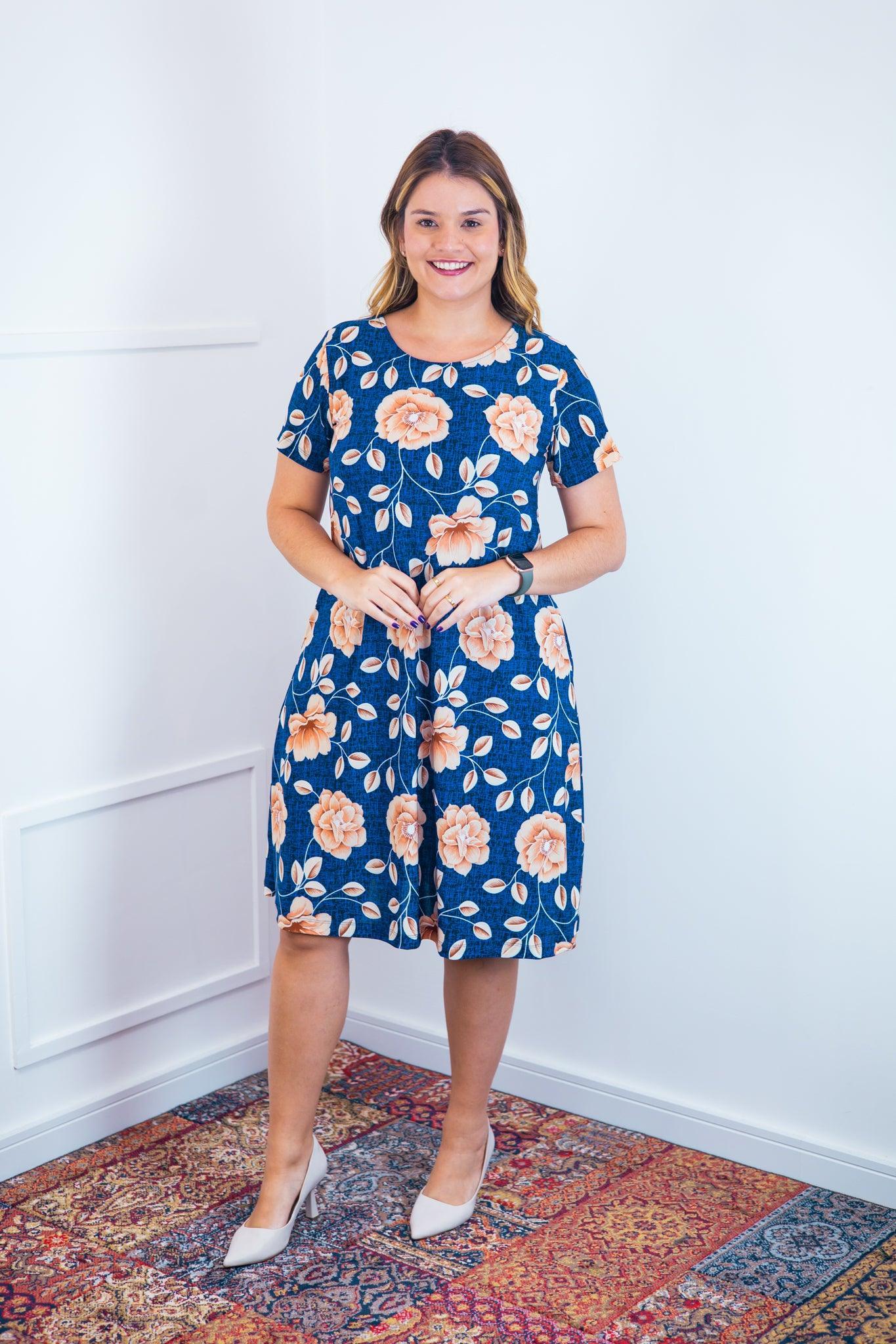 Vestido Sara - Malha Confort Midi com Manga - Bazar Online