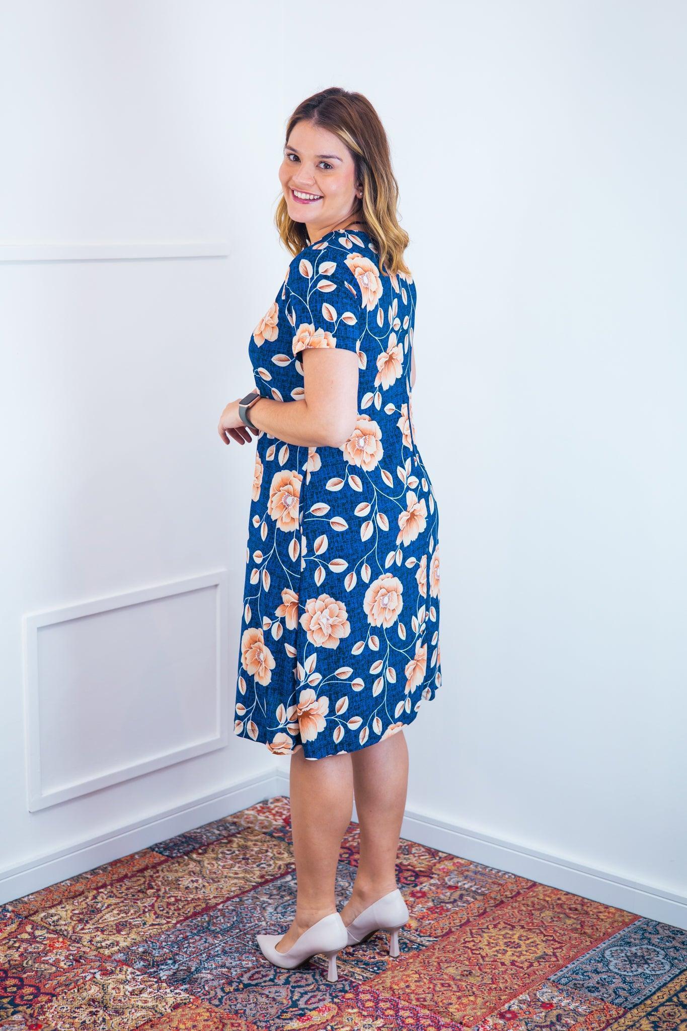 Vestido Sara - Malha Confort Midi com Manga - Bazar Online