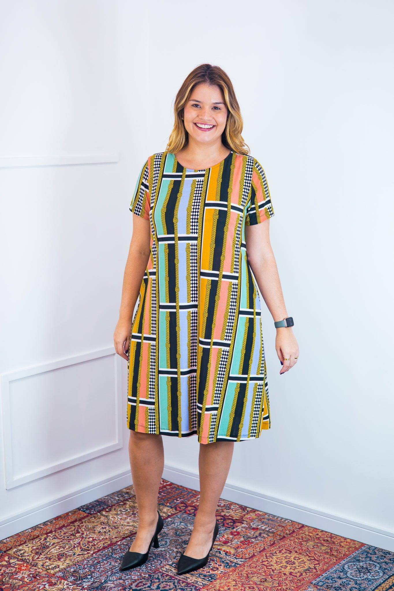 Vestido Sara - Malha Confort Midi com Manga - Bazar Online