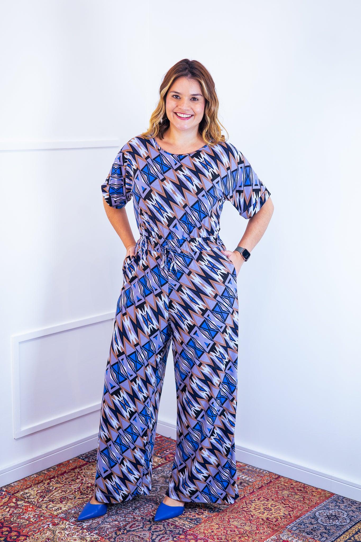 Macacão Isadora - Manga Japonesa com Calça Pantalona - Bazar Online