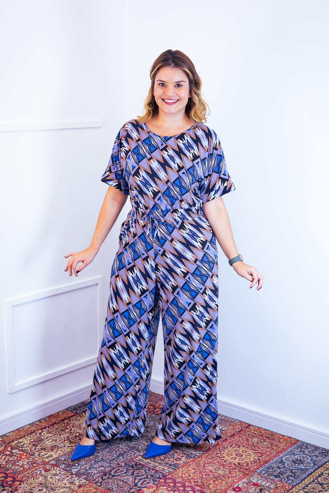 Macacão Isadora - Manga Japonesa com Calça Pantalona - Bazar Online