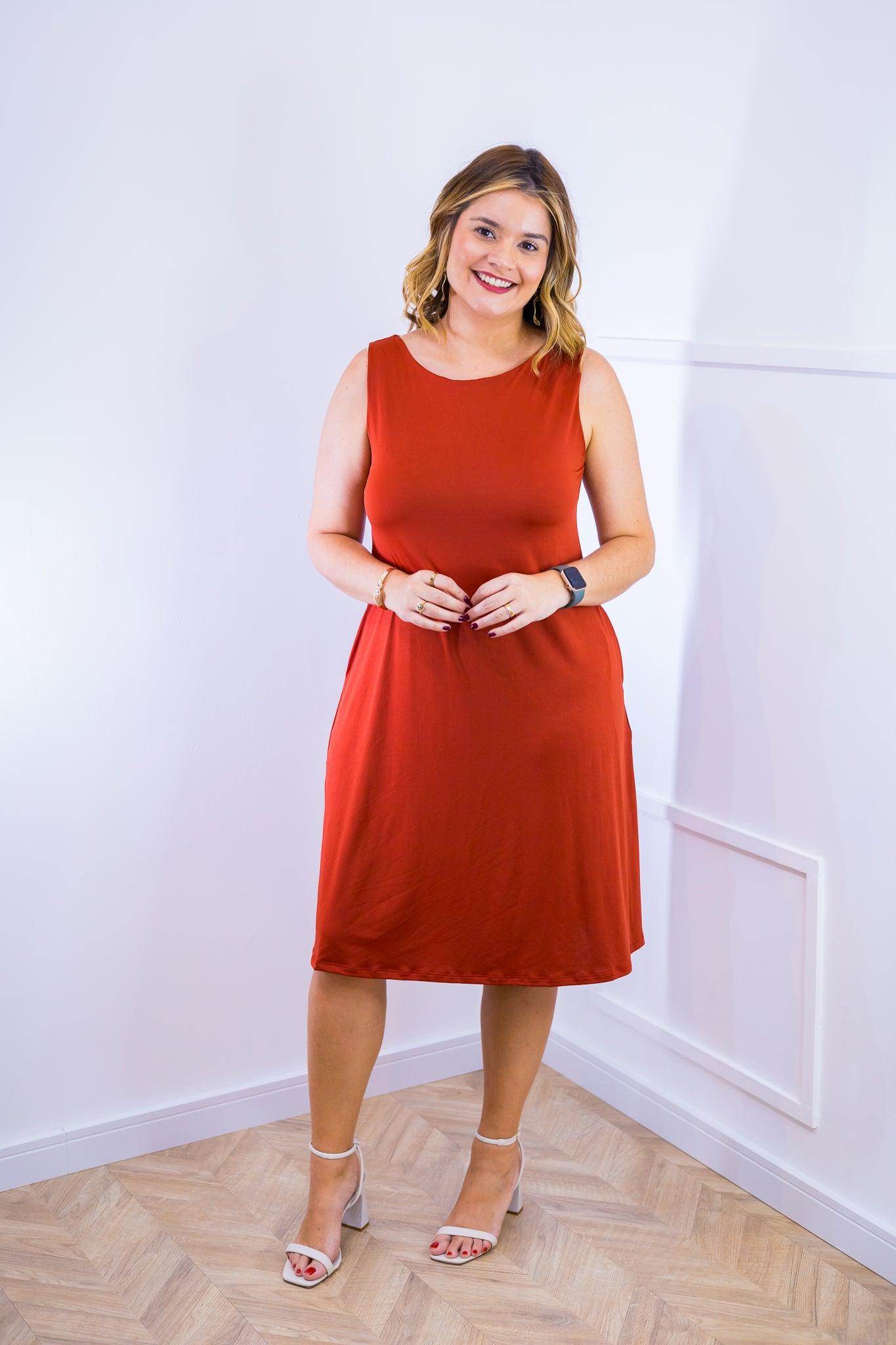 Vestido Sofia - Malha Confort Regata Midi - Bazar Online