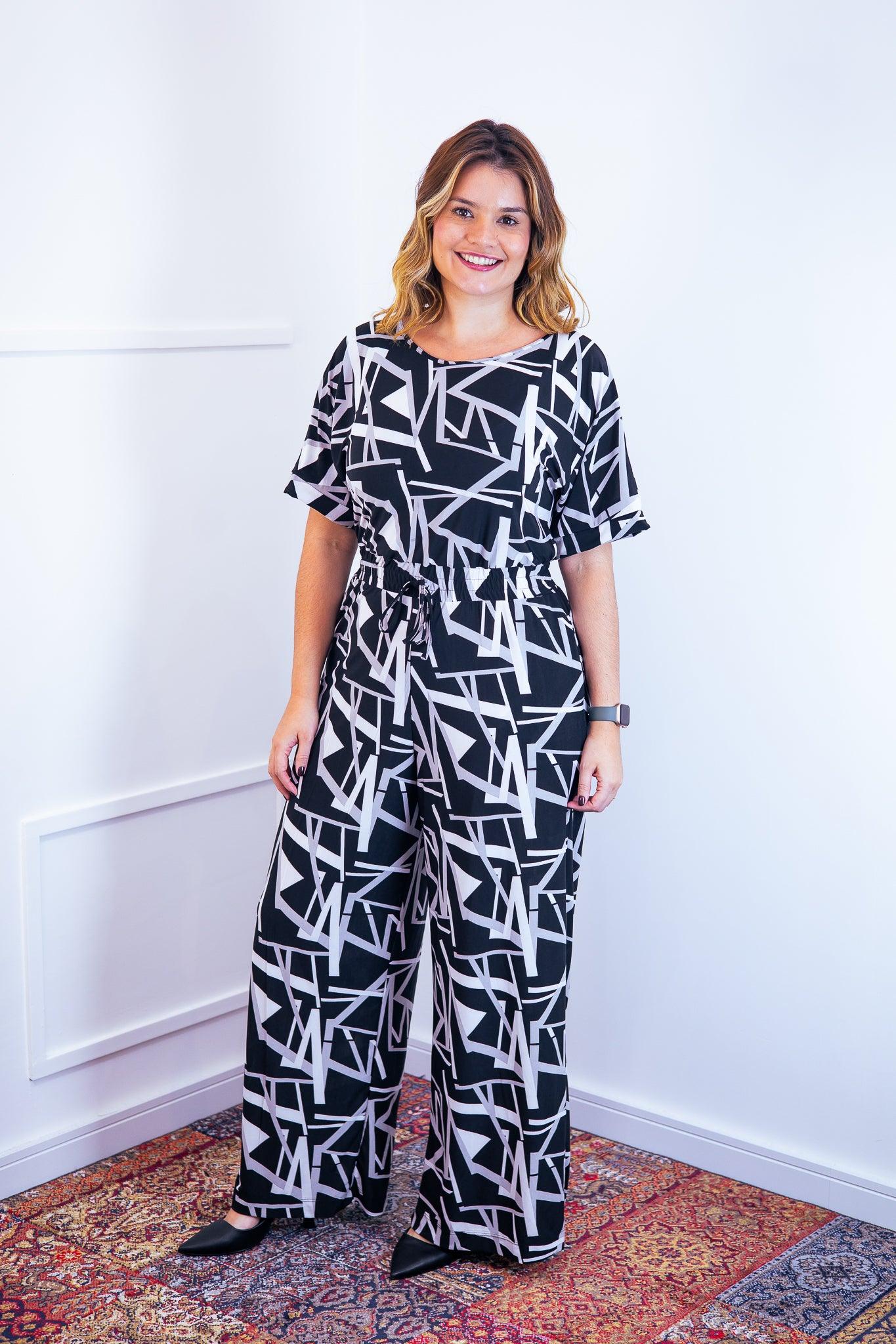 Macacão Isadora - Manga Japonesa com Calça Pantalona - Bazar Online