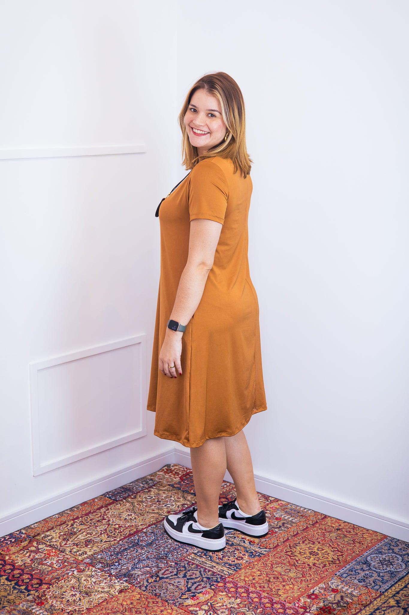 Vestido Sara - Malha Confort Midi com Manga - Bazar Online