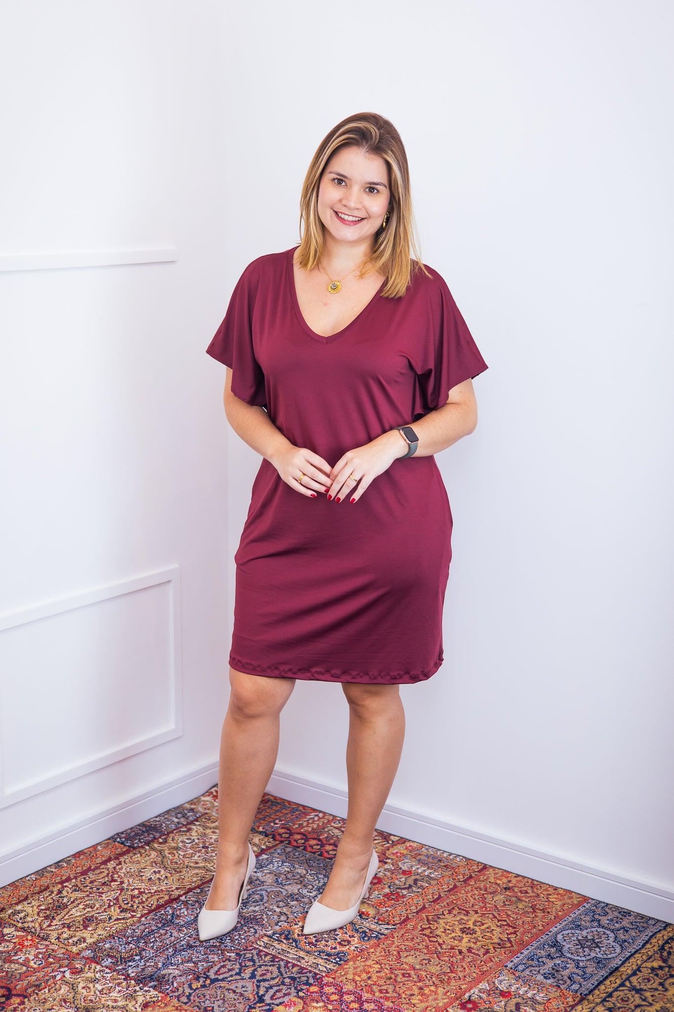 Vestido Helena - Malha Confort Manga Morcego - Bazar Online