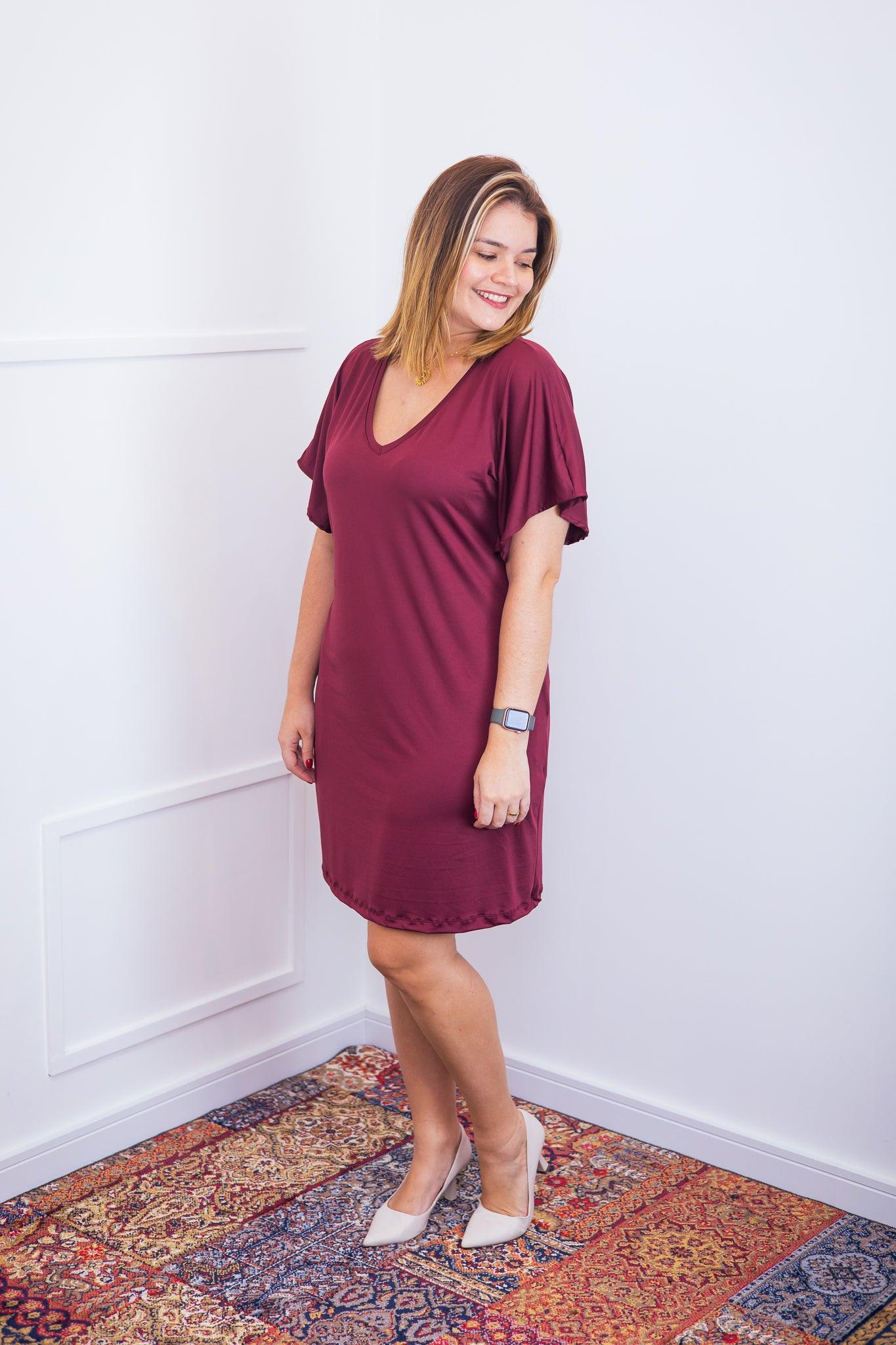Vestido Helena - Malha Confort Manga Morcego - Bazar Online