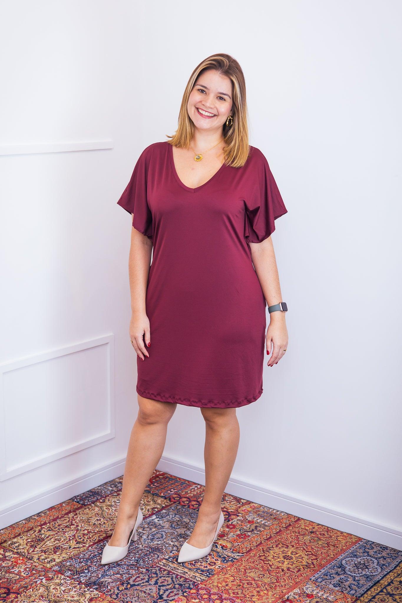 Vestido Helena - Malha Confort Manga Morcego - Bazar Online