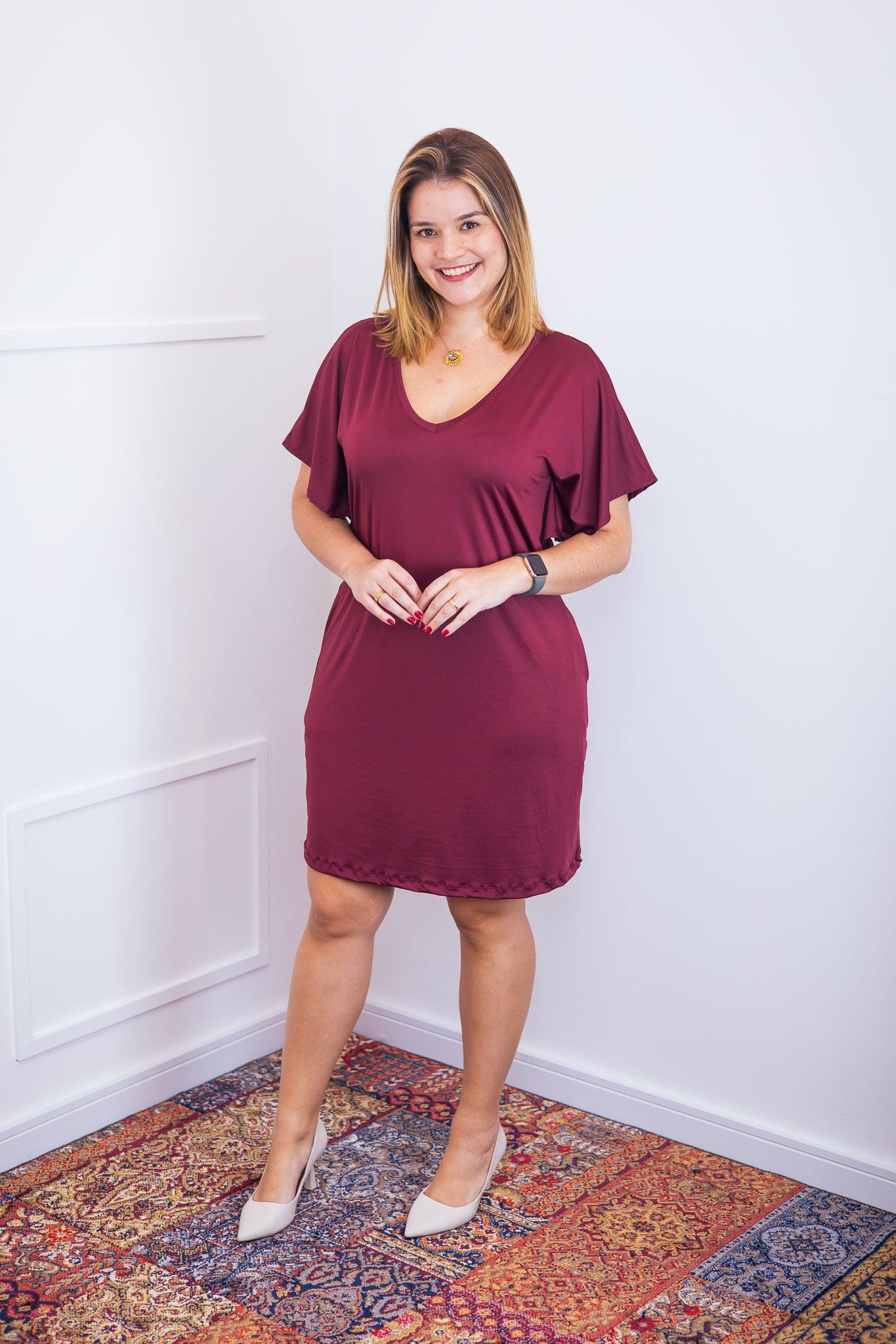 Vestido Helena - Malha Confort Manga Morcego - Bazar Online