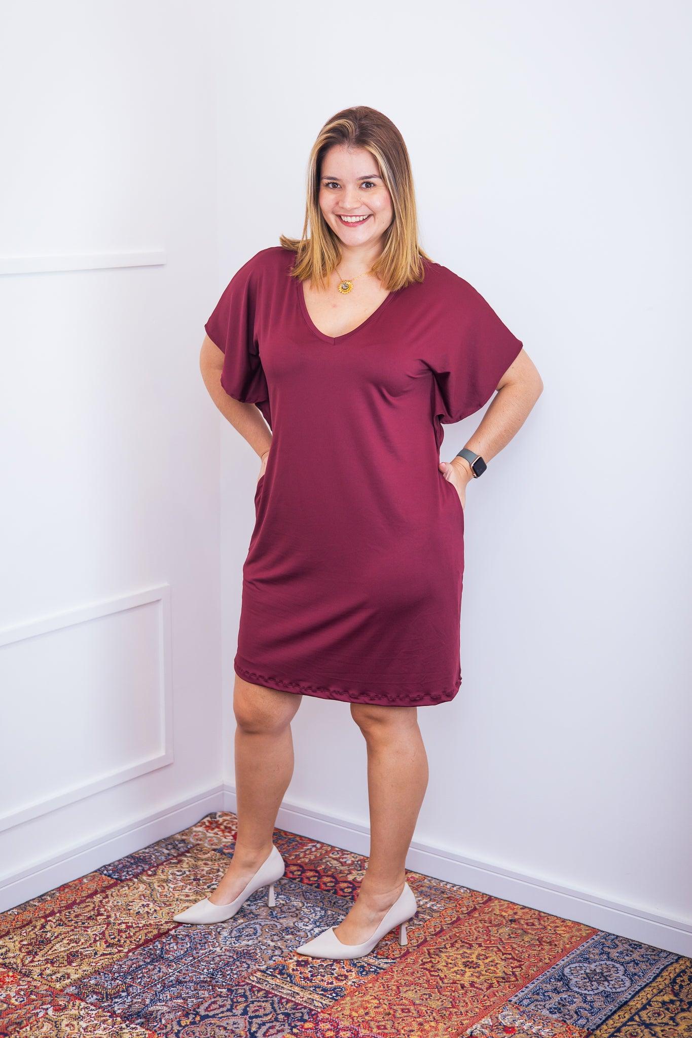 Vestido Helena - Malha Confort Manga Morcego - Bazar Online
