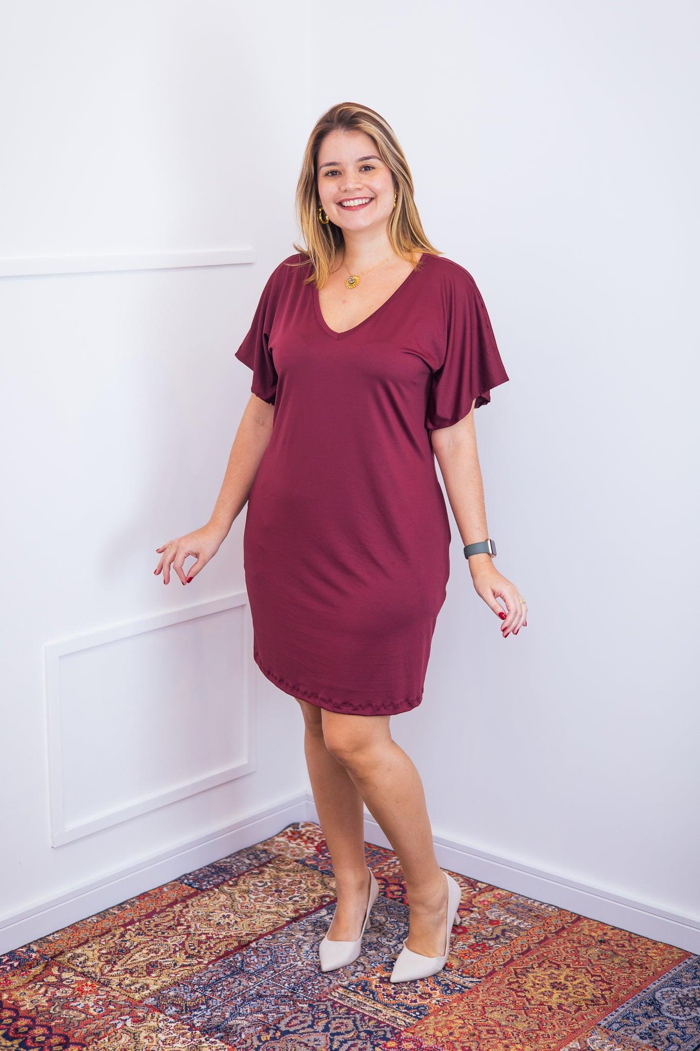 Vestido Helena - Malha Confort Manga Morcego - Bazar Online