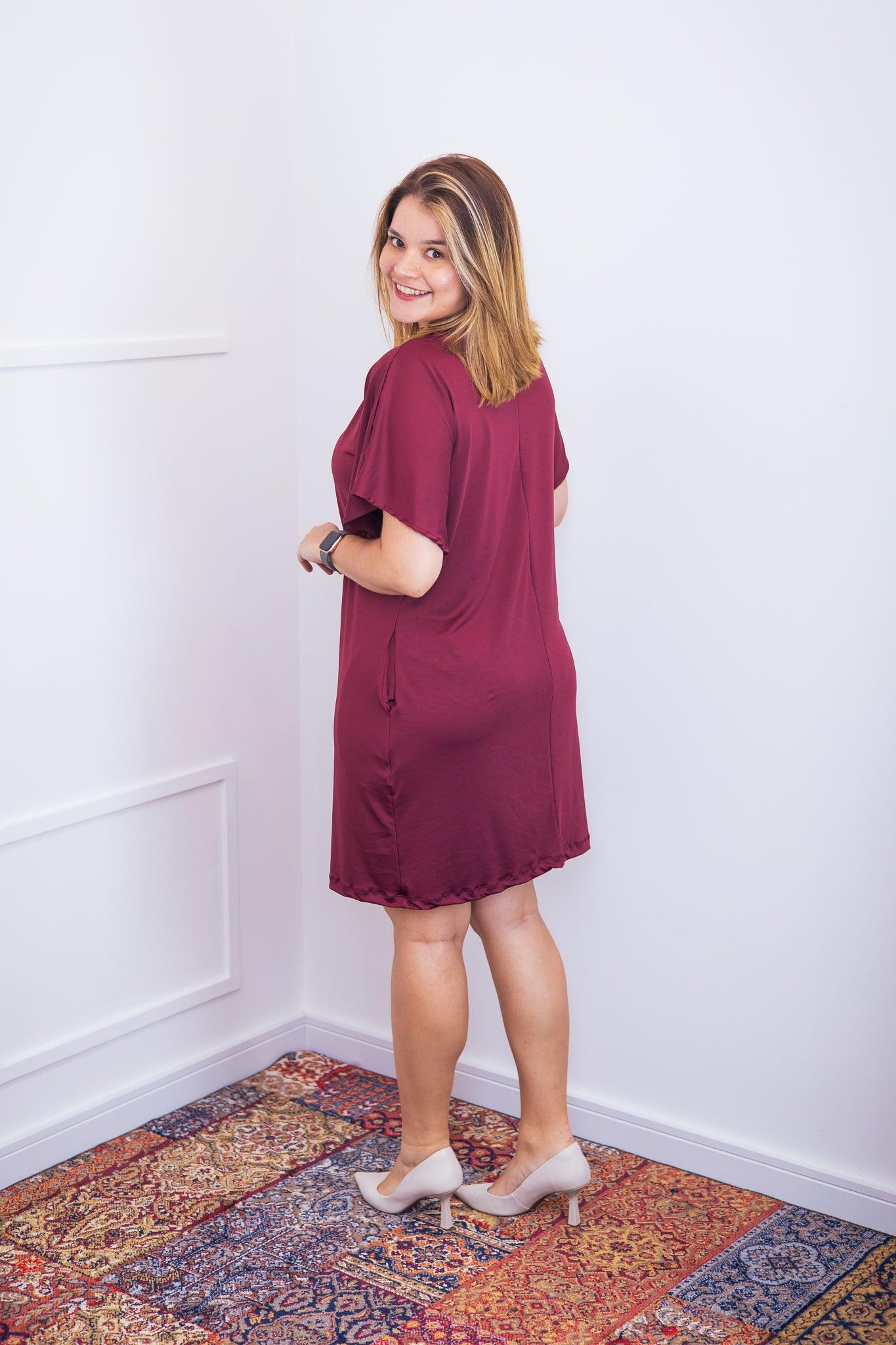 Vestido Helena - Malha Confort Manga Morcego - Bazar Online