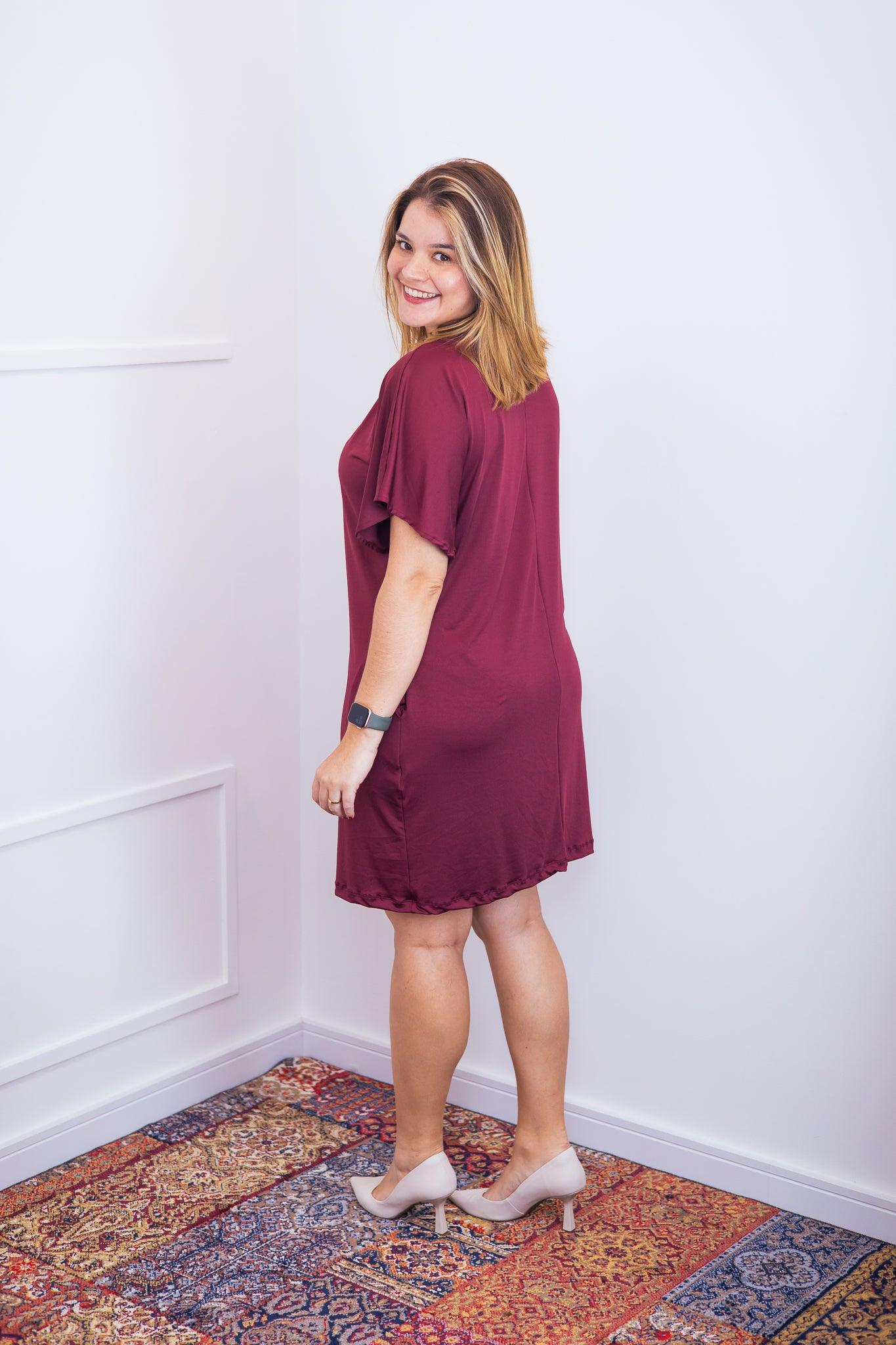 Vestido Helena - Malha Confort Manga Morcego - Bazar Online