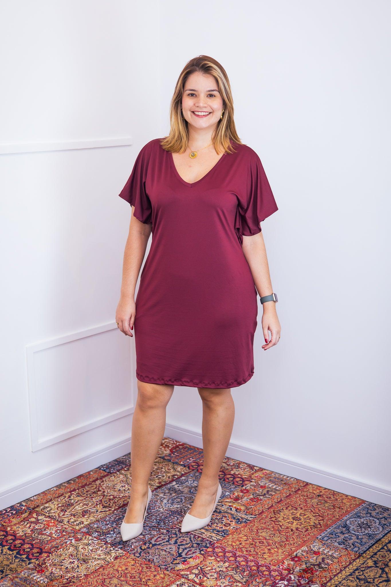 Vestido Helena - Malha Confort Manga Morcego - Bazar Online