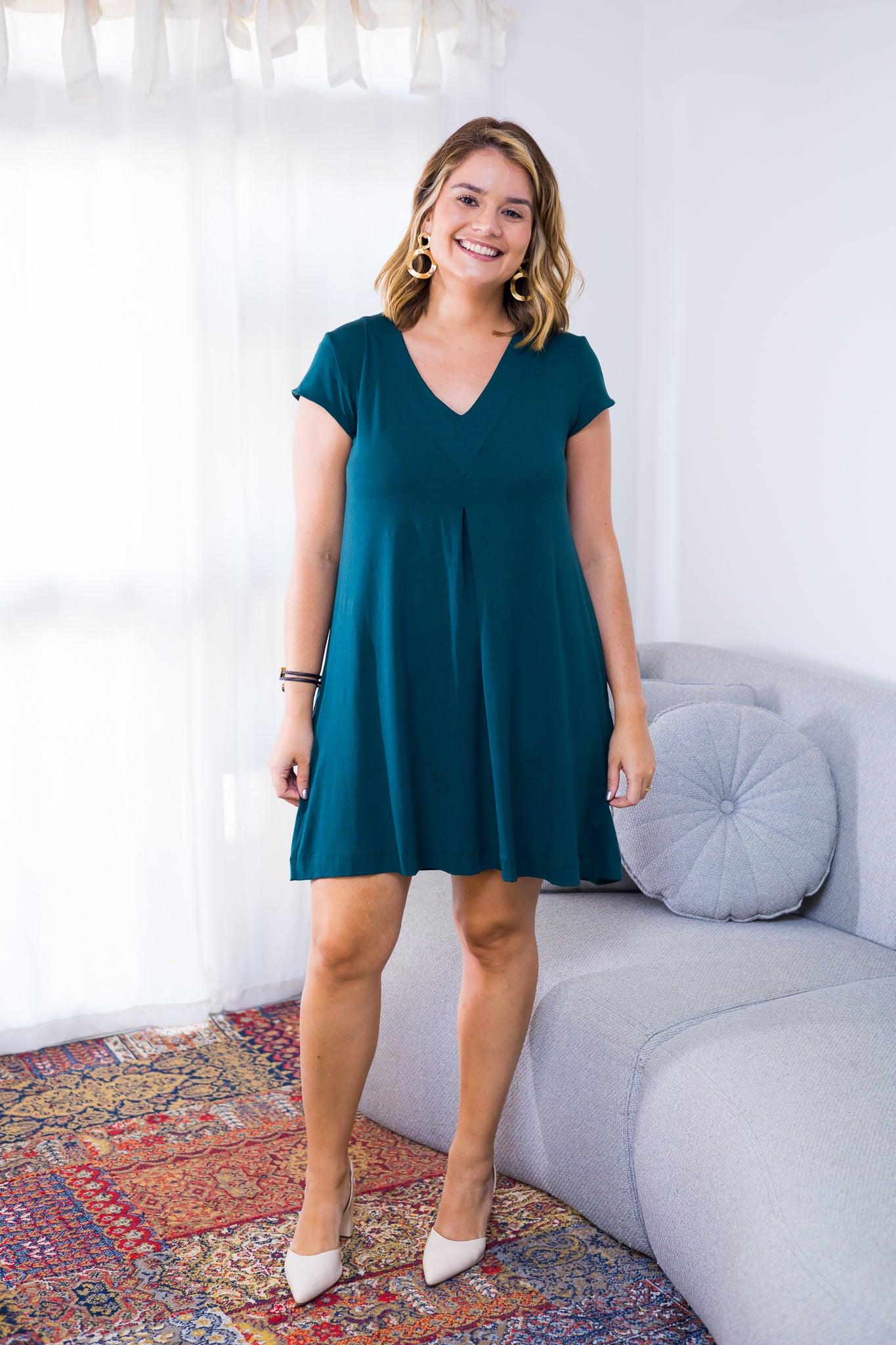 Vestido Laura - Evasê Decote V em Viscolycra - Bazar Online