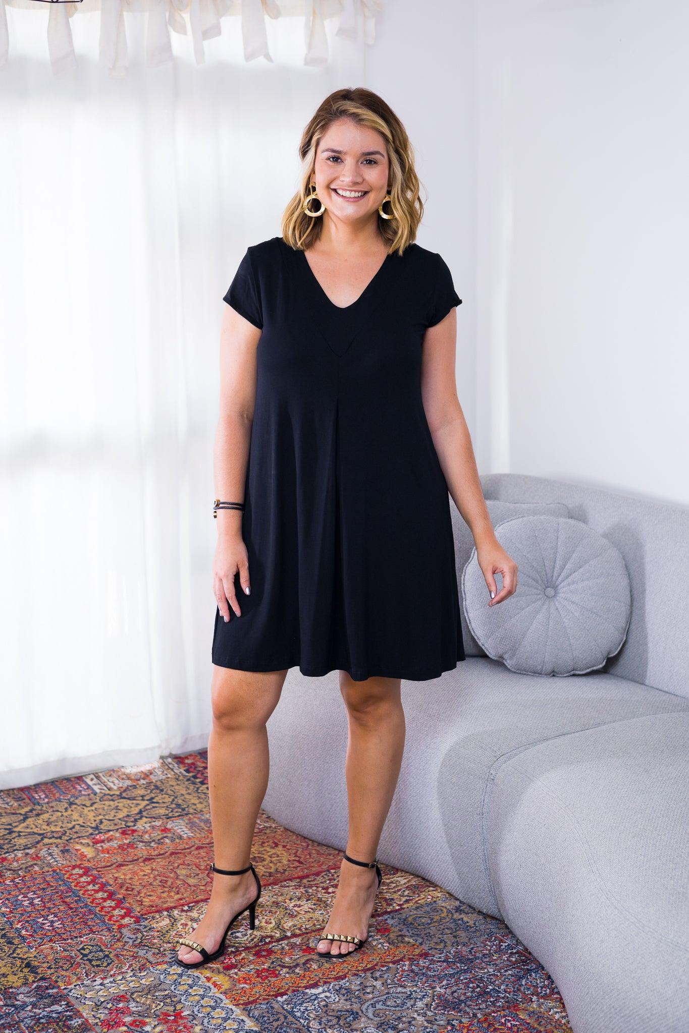 Vestido Laura - Evasê Decote V em Viscolycra - Bazar Online