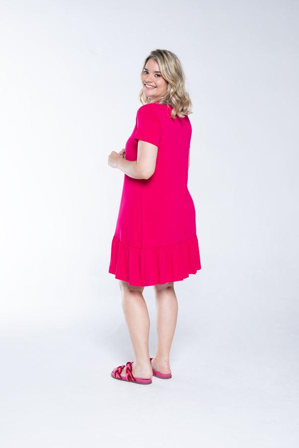 Vestido Verona - Babado Gola V e Manga Curta - Bazar Online