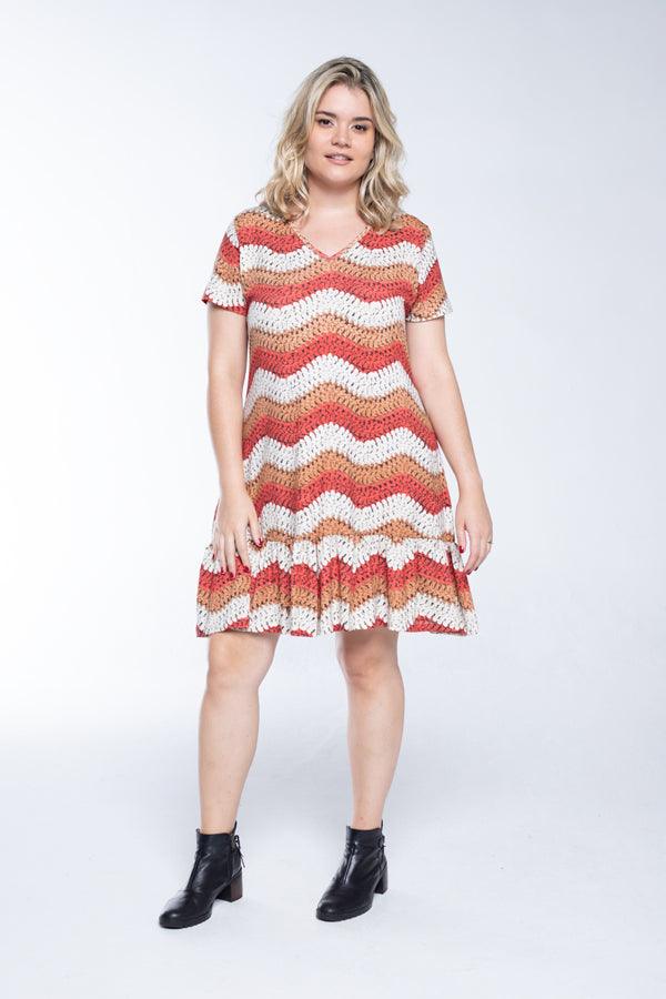 Vestido Verona - Babado Gola V e Manga Curta - Bazar Online