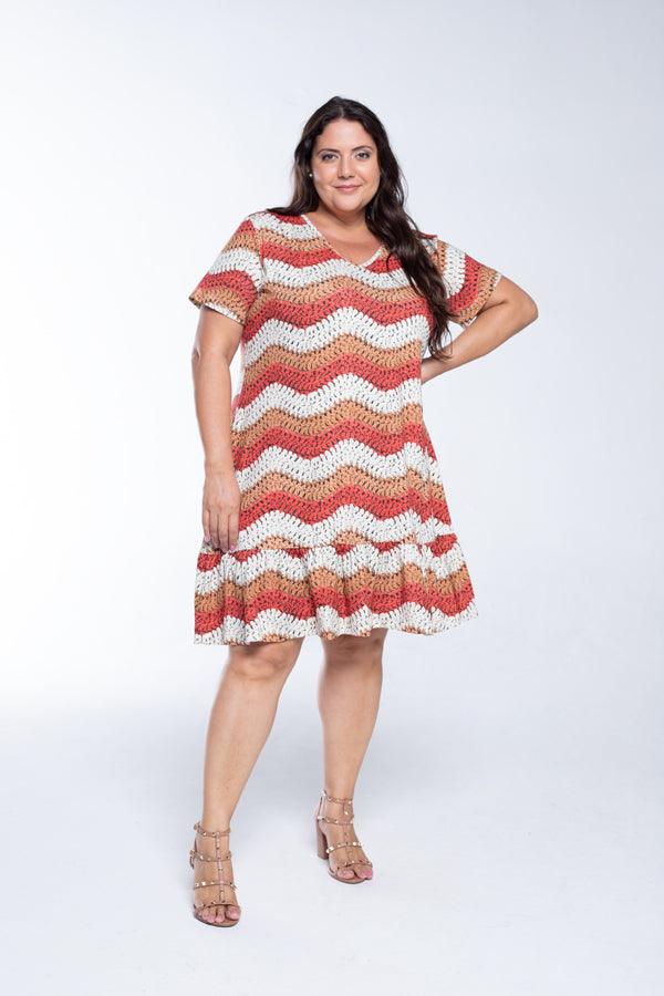 Vestido Verona - Babado Gola V e Manga Curta - Bazar Online