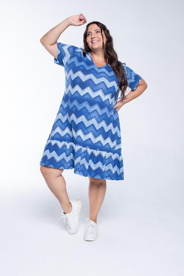 Vestido Verona - Babado Gola V e Manga Curta - Bazar Online