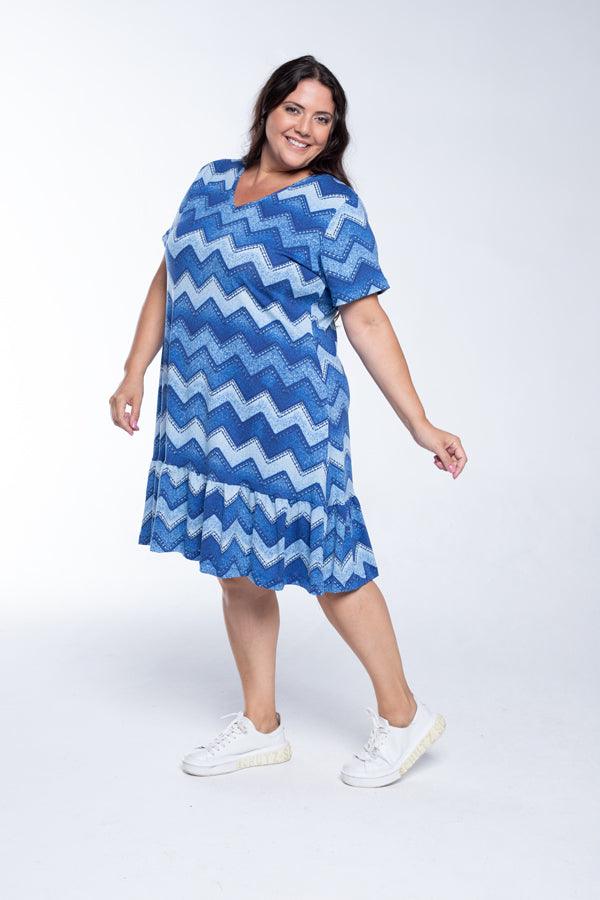 Vestido Verona - Babado Gola V e Manga Curta - Bazar Online