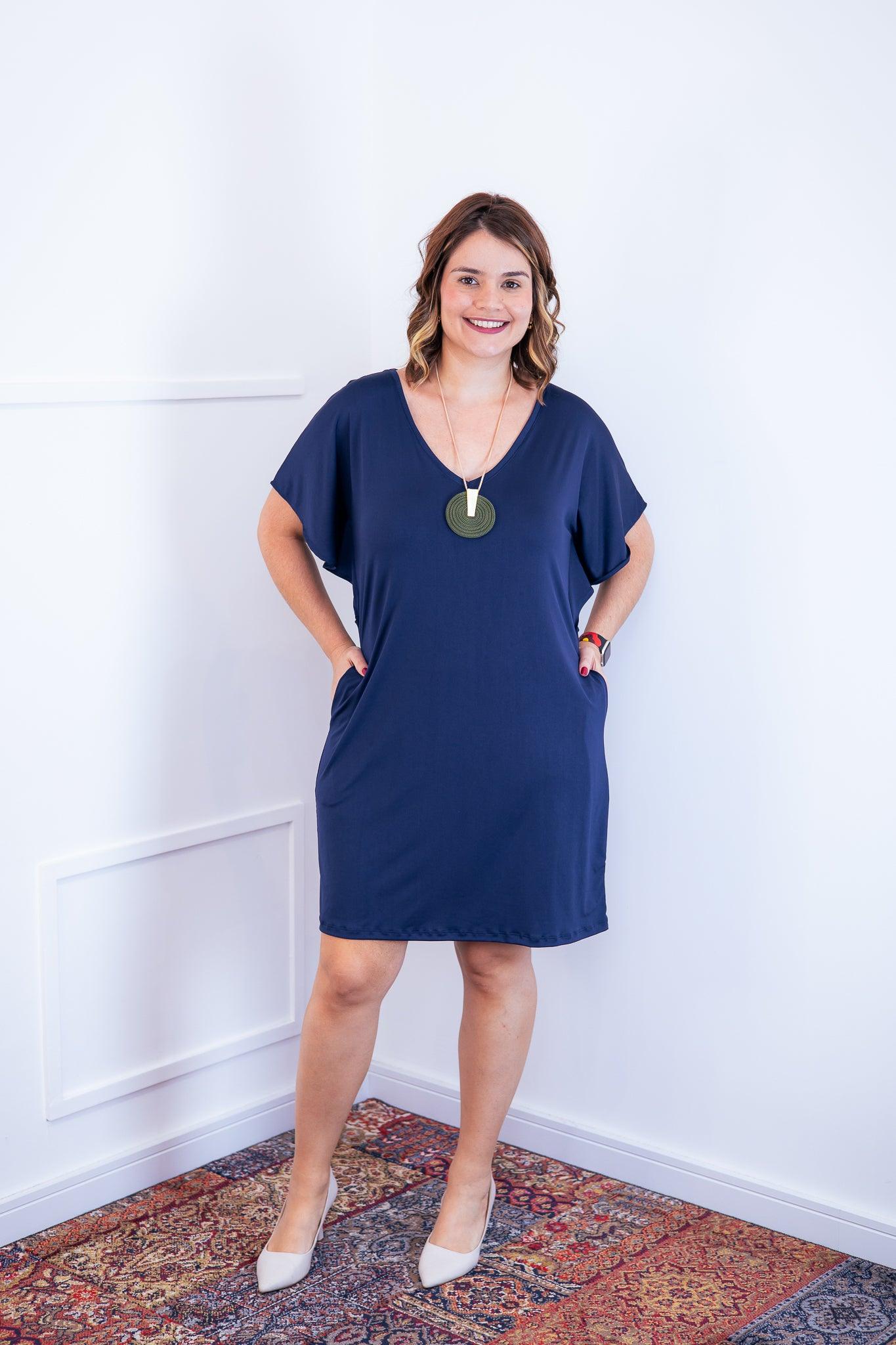Vestido Helena - Malha Confort Manga Morcego - Bazar Online
