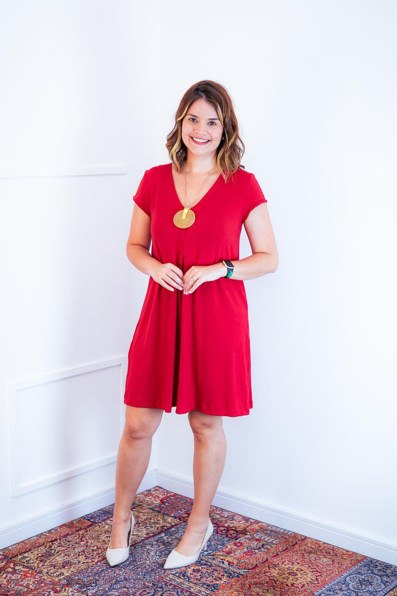 Vestido Laura - Evasê Decote V em Viscolycra - Bazar Online