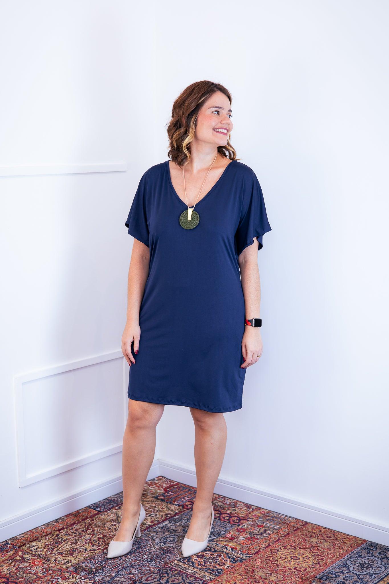 Vestido Helena - Malha Confort Manga Morcego - Bazar Online