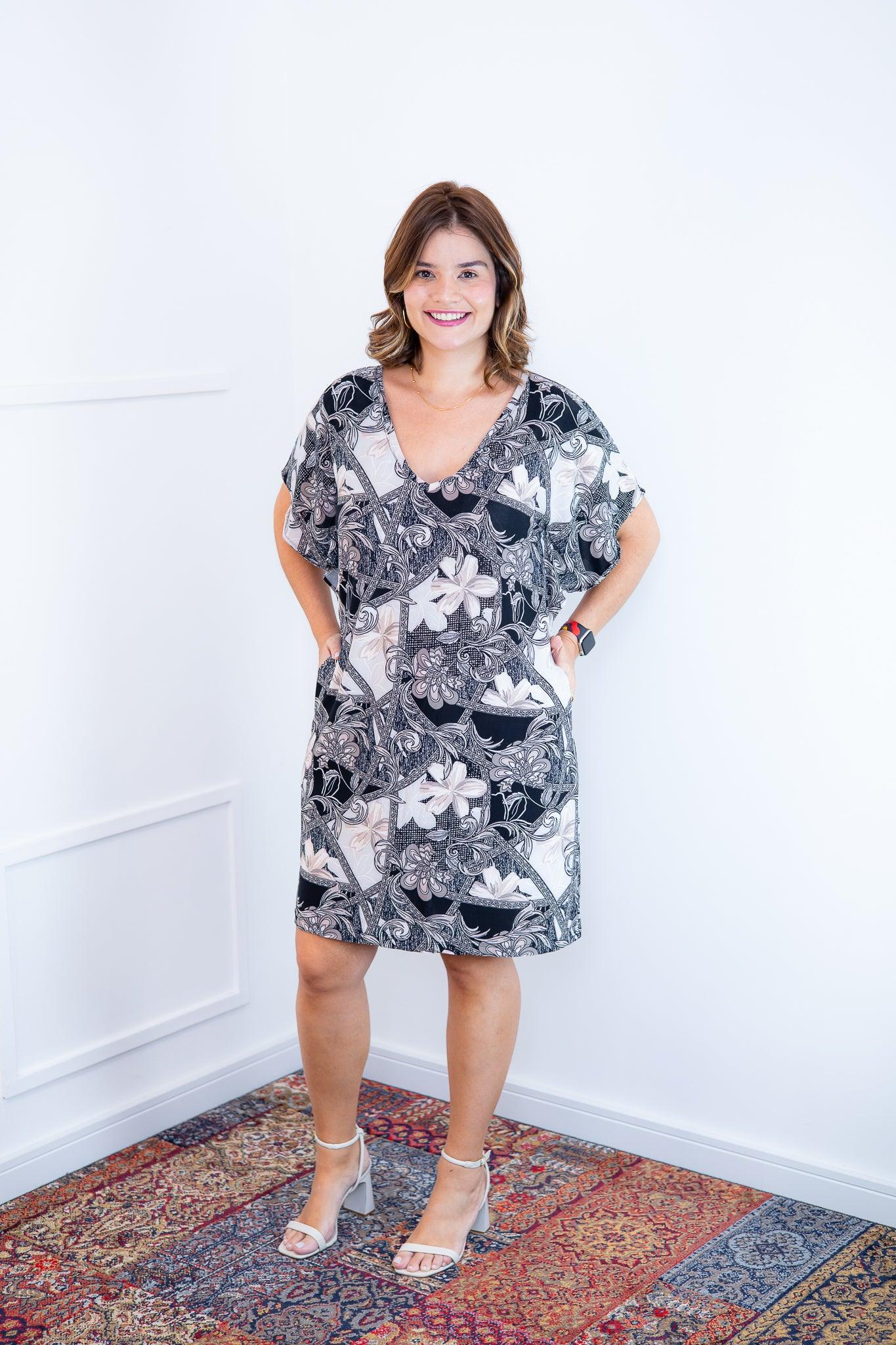 Vestido Helena - Malha Confort Manga Morcego - Bazar Online