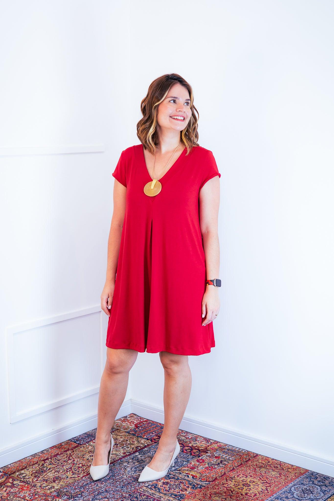 Vestido Laura - Evasê Decote V em Viscolycra - Bazar Online