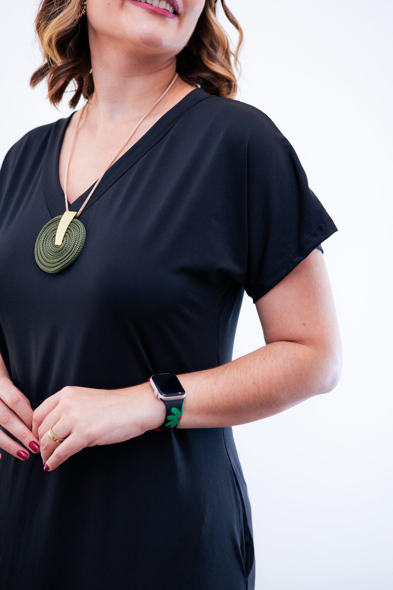 Vestido Antonella - Decote V e Fendas Laterais em Malha Confort - Bazar Online