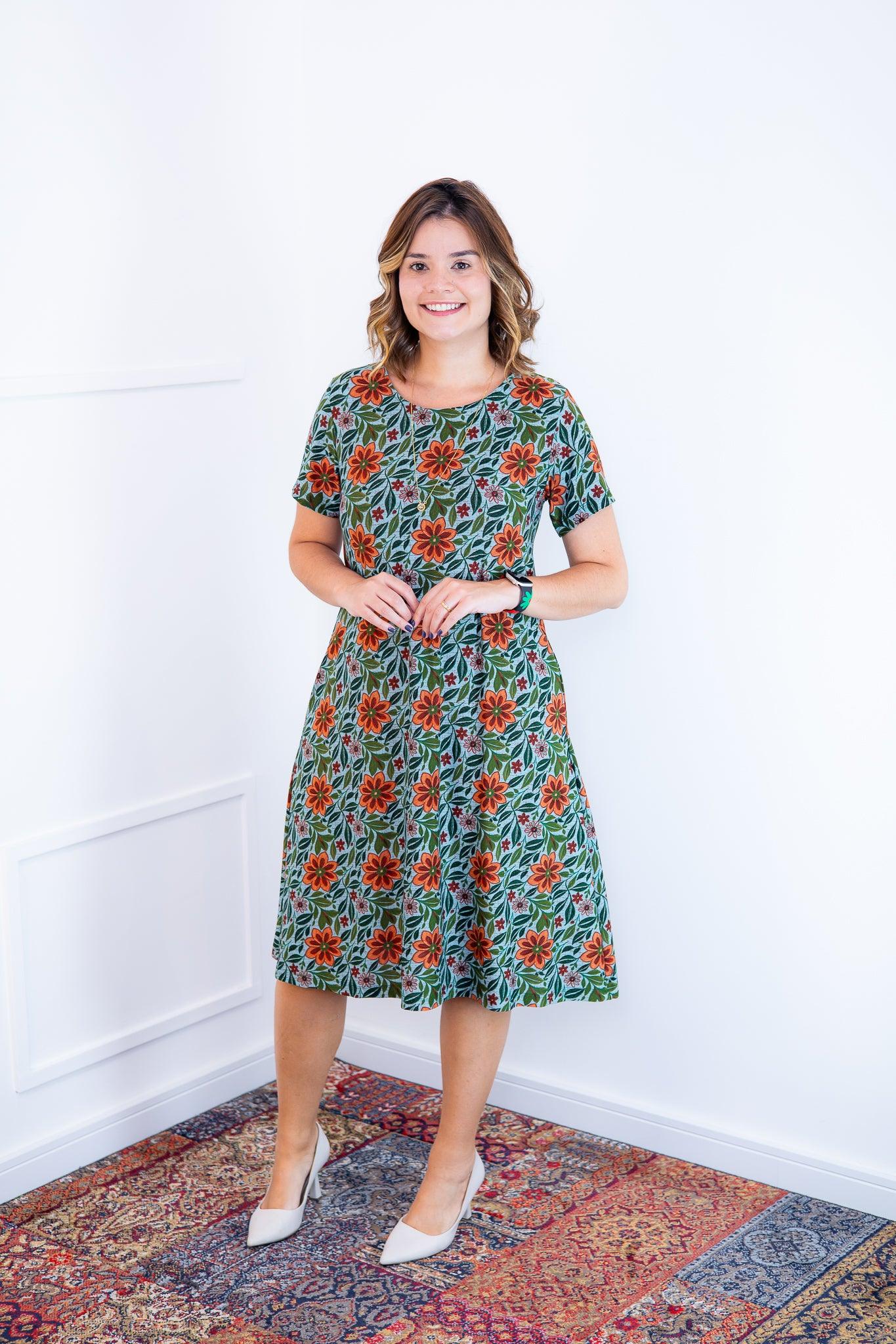 Vestido Sara - Malha Confort Midi com Manga - Bazar Online