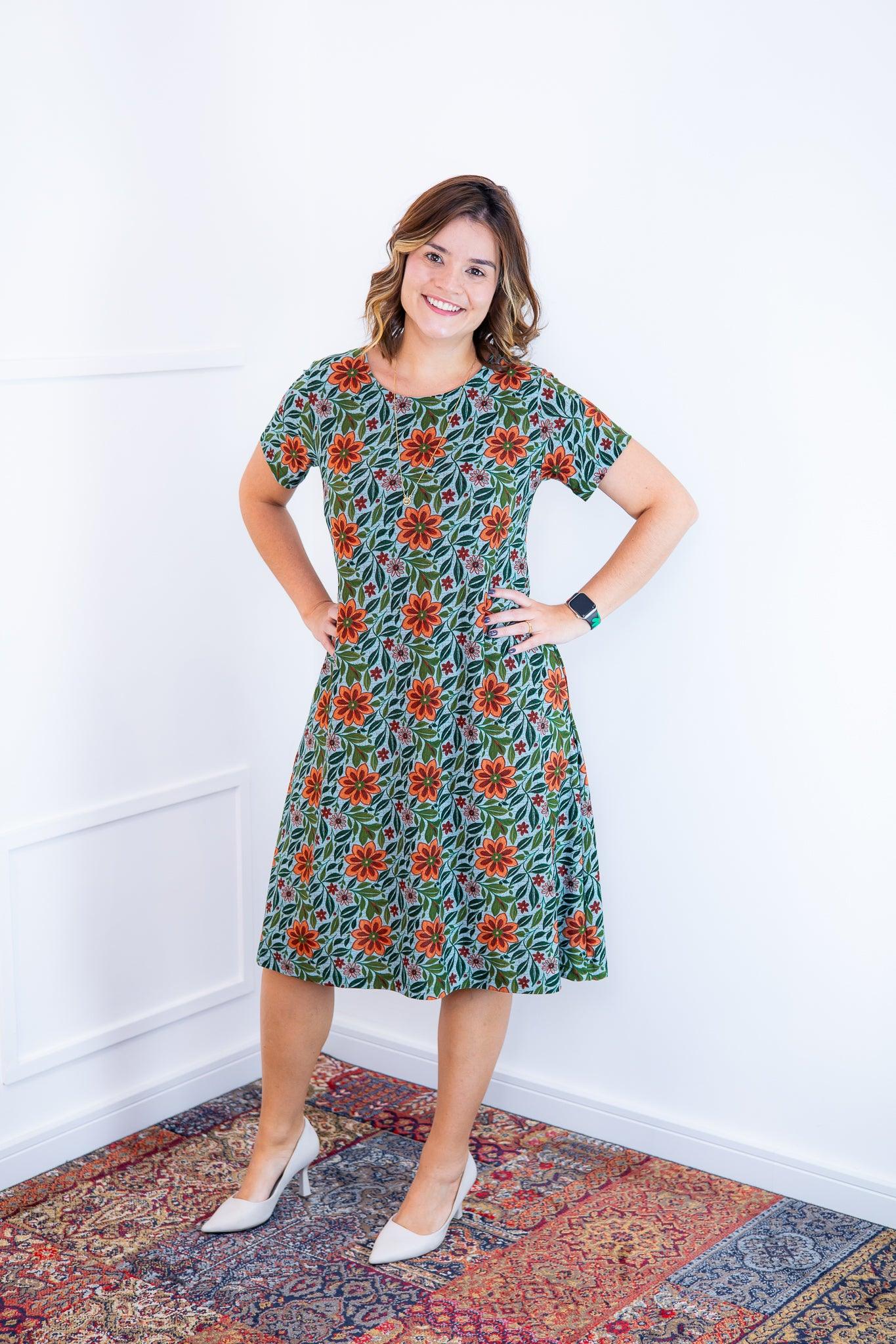 Vestido Sara - Malha Confort Midi com Manga - Bazar Online