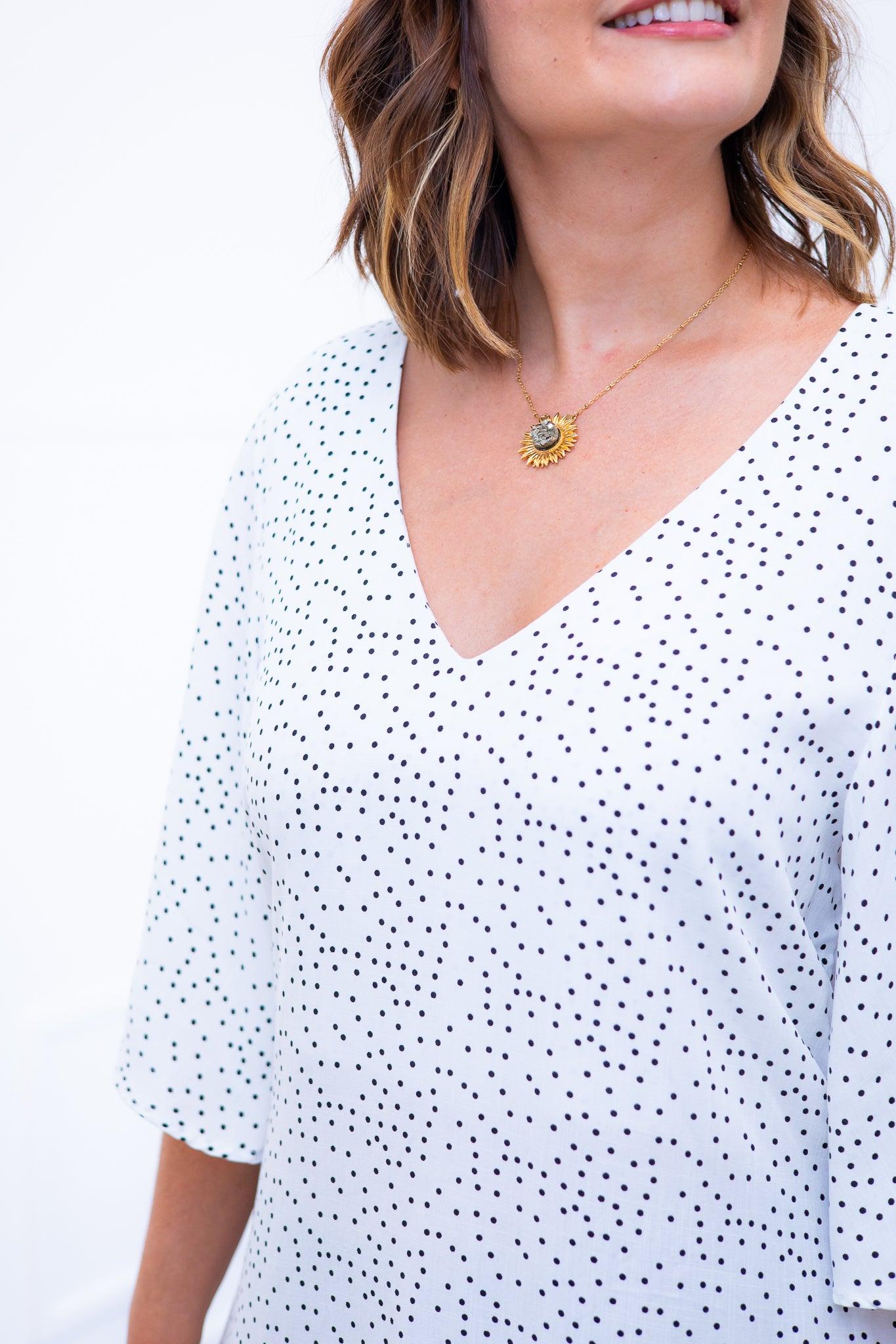 Vestido Sabrina - Decote V Manga Morcego em Viscolinho - Bazar Online