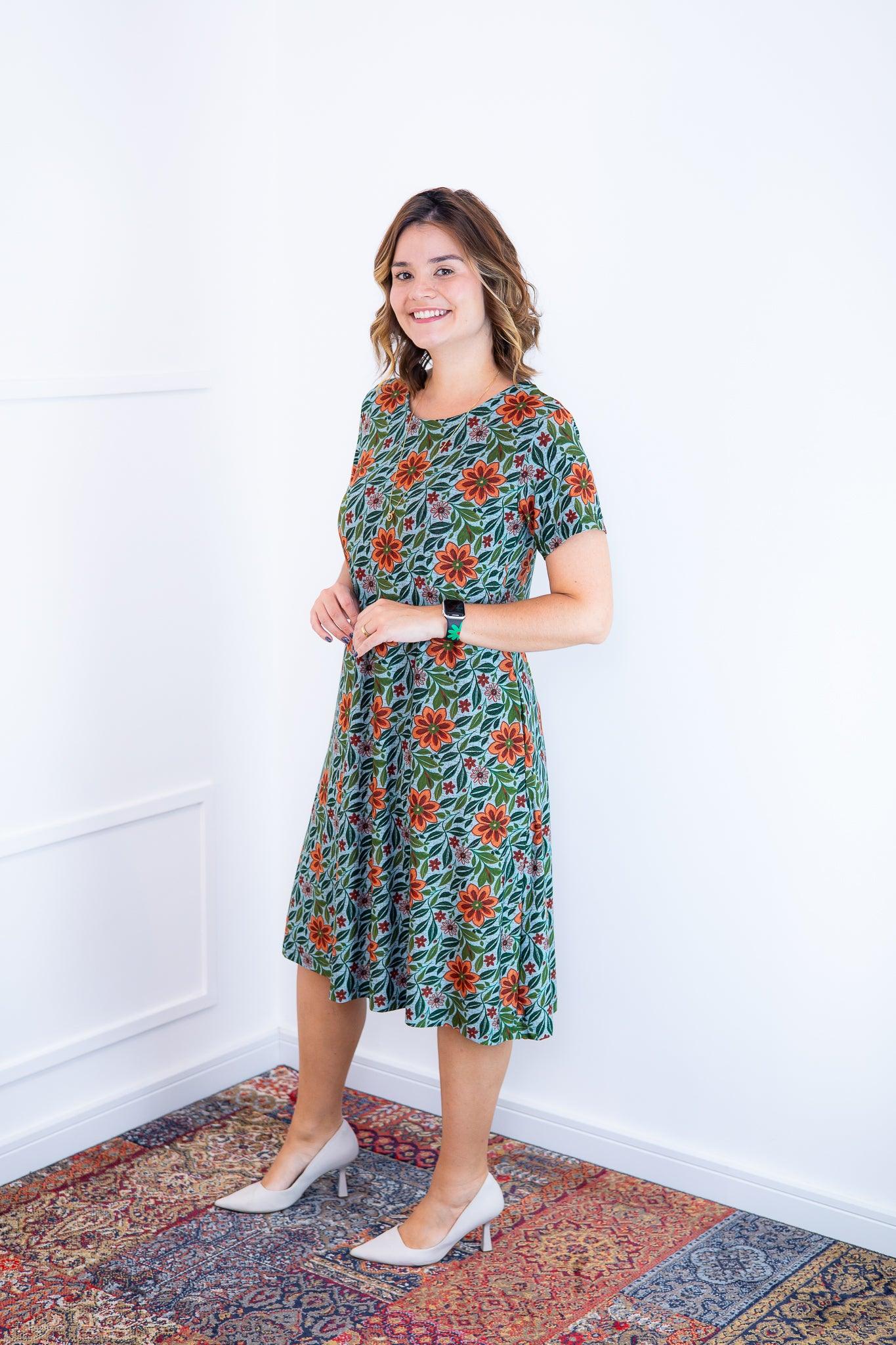 Vestido Sara - Malha Confort Midi com Manga - Bazar Online