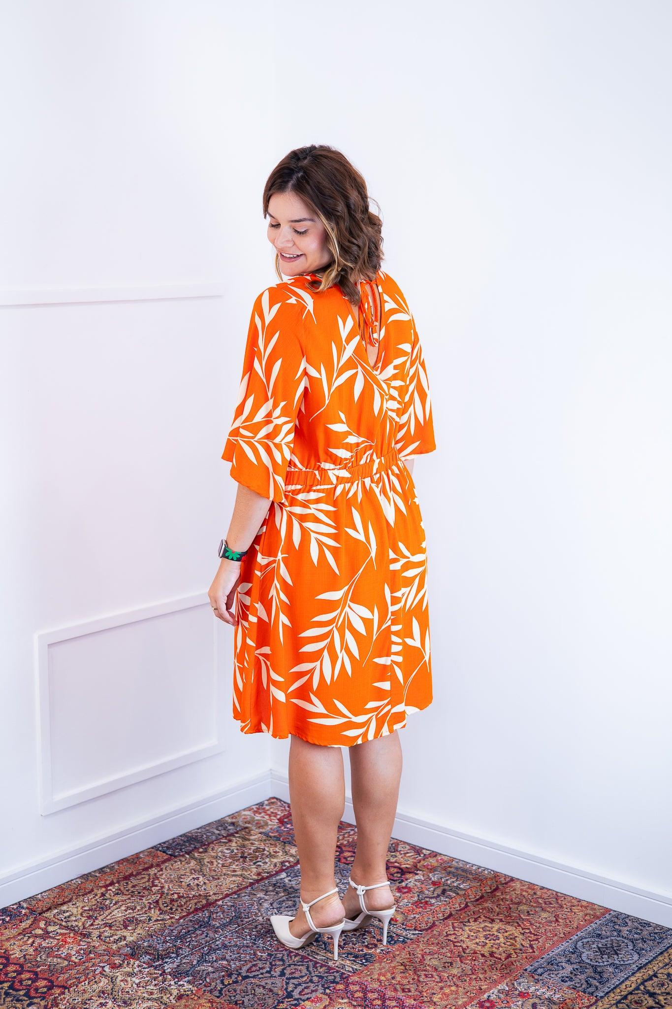 Vestido Sabrina - Decote V Manga Morcego em Viscolinho - Bazar Online