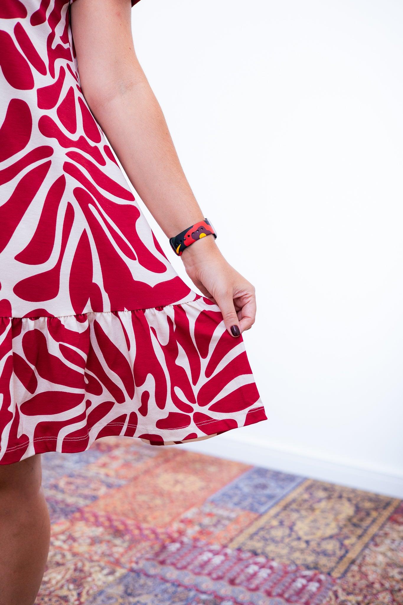 Vestido Verona - Babado Gola V e Manga Curta - Bazar Online