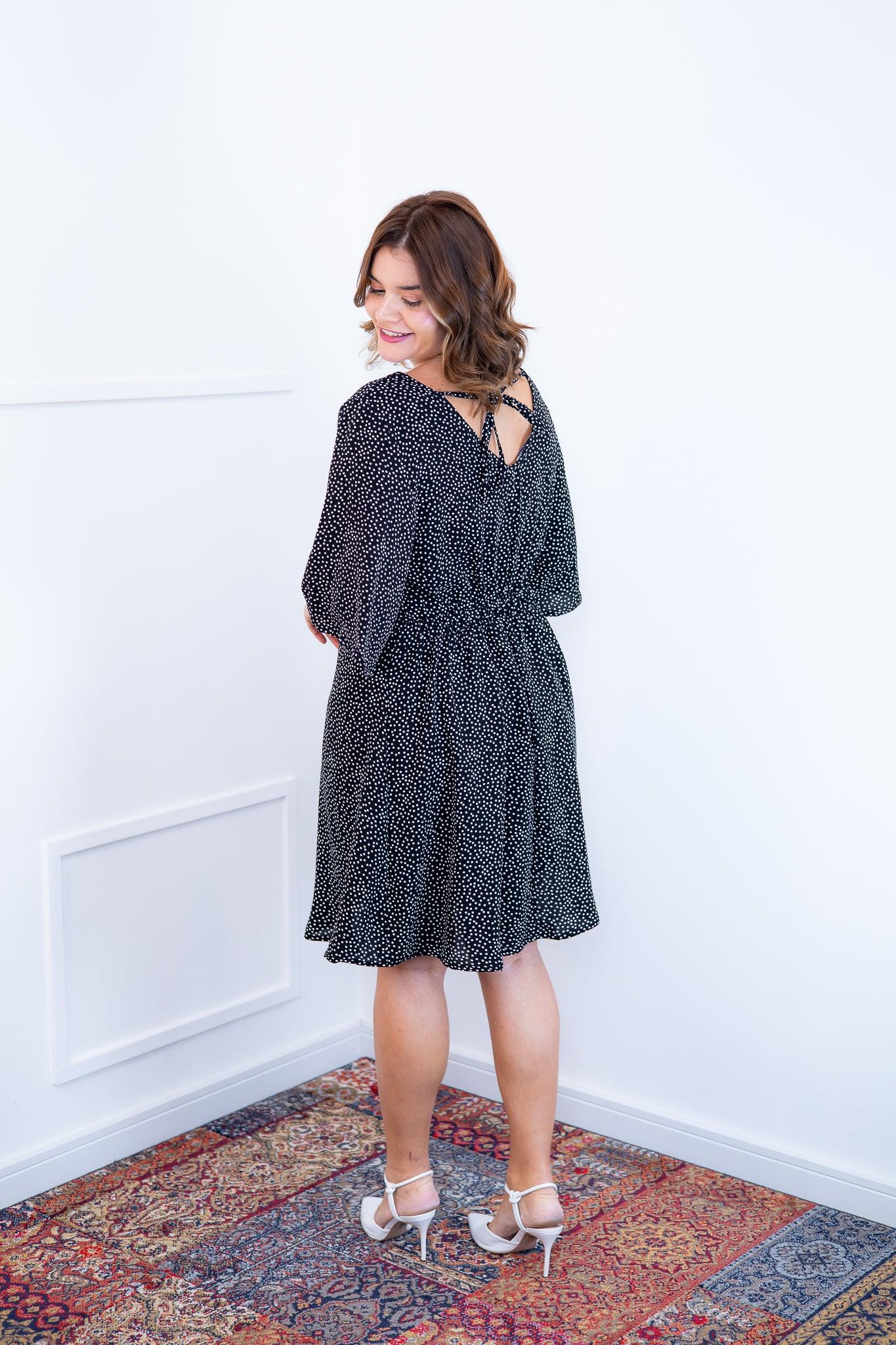 Vestido Sabrina - Decote V Manga Morcego em Viscolinho - Bazar Online