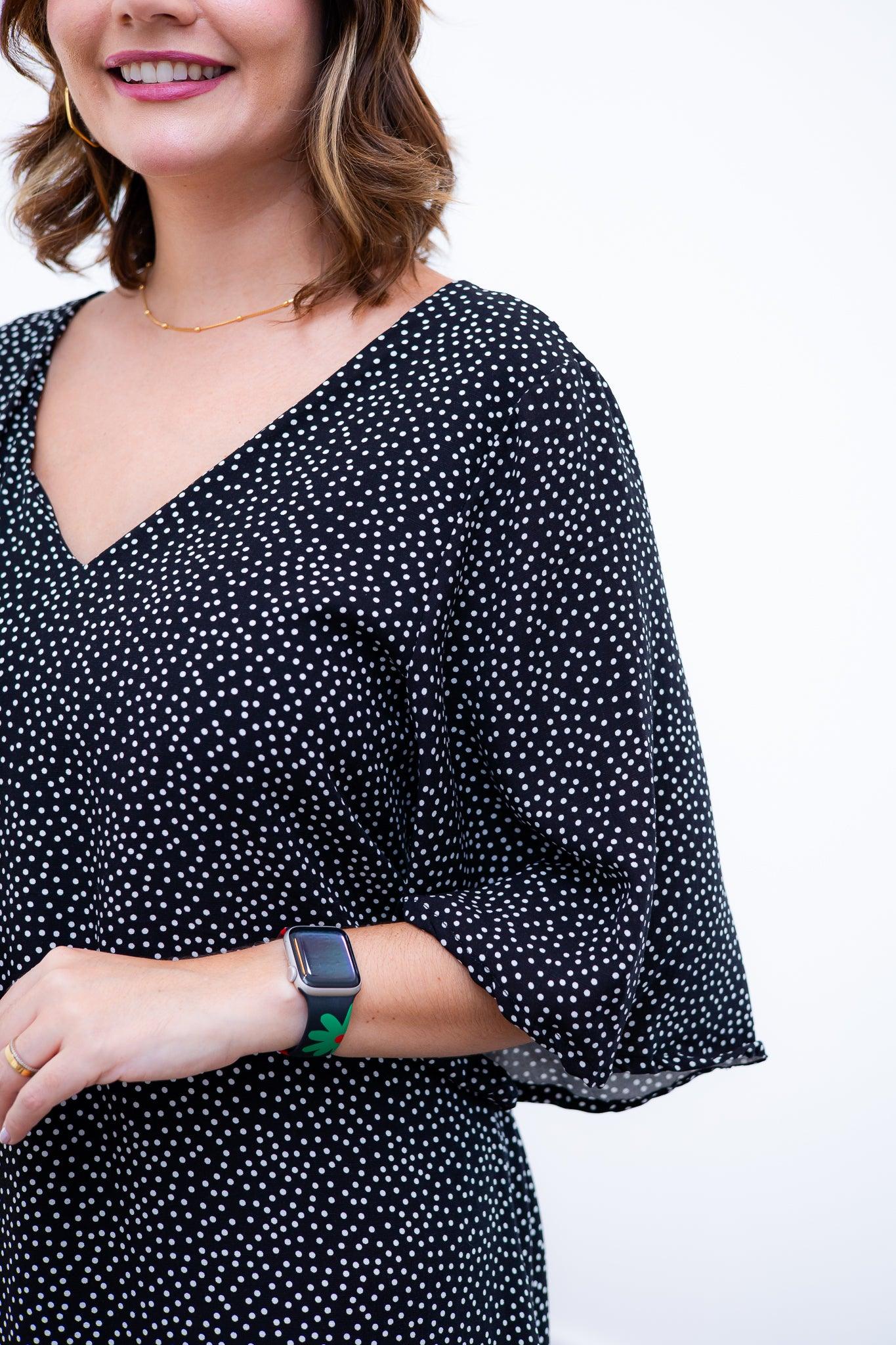 Vestido Sabrina - Decote V Manga Morcego em Viscolinho - Bazar Online