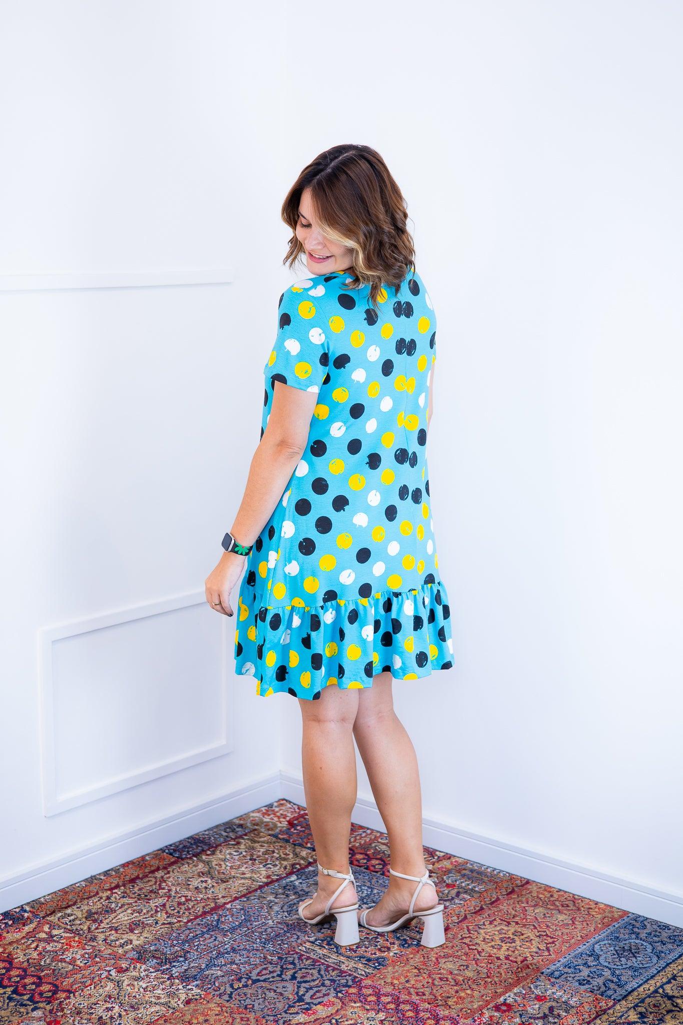 Vestido Verona - Babado Gola V e Manga Curta - Bazar Online