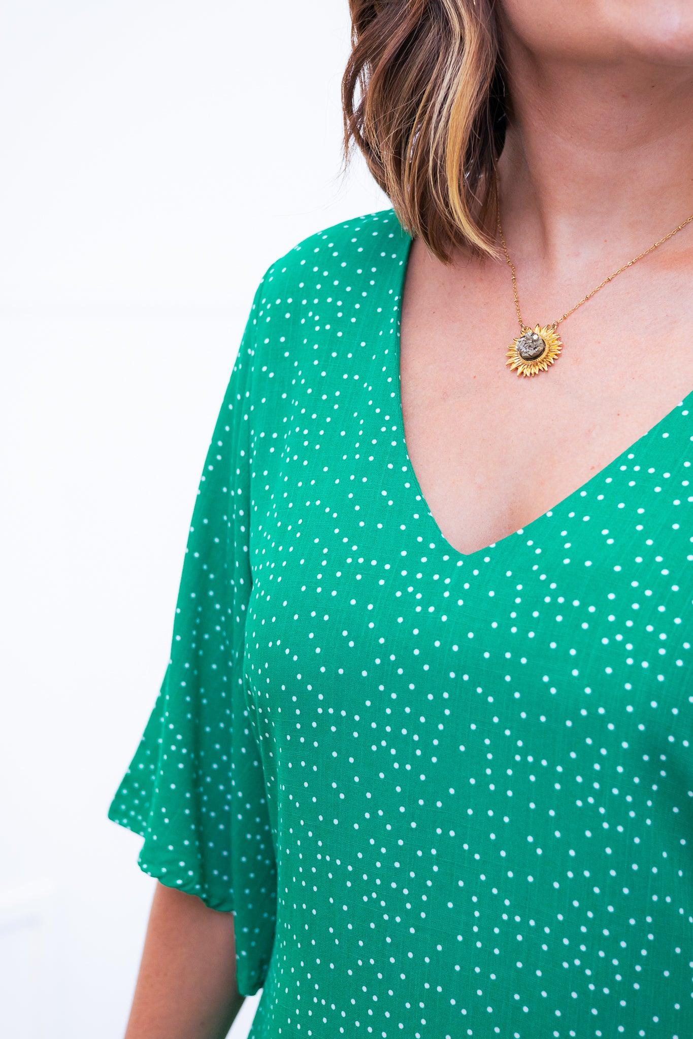 Vestido Sabrina - Decote V Manga Morcego em Viscolinho - Bazar Online